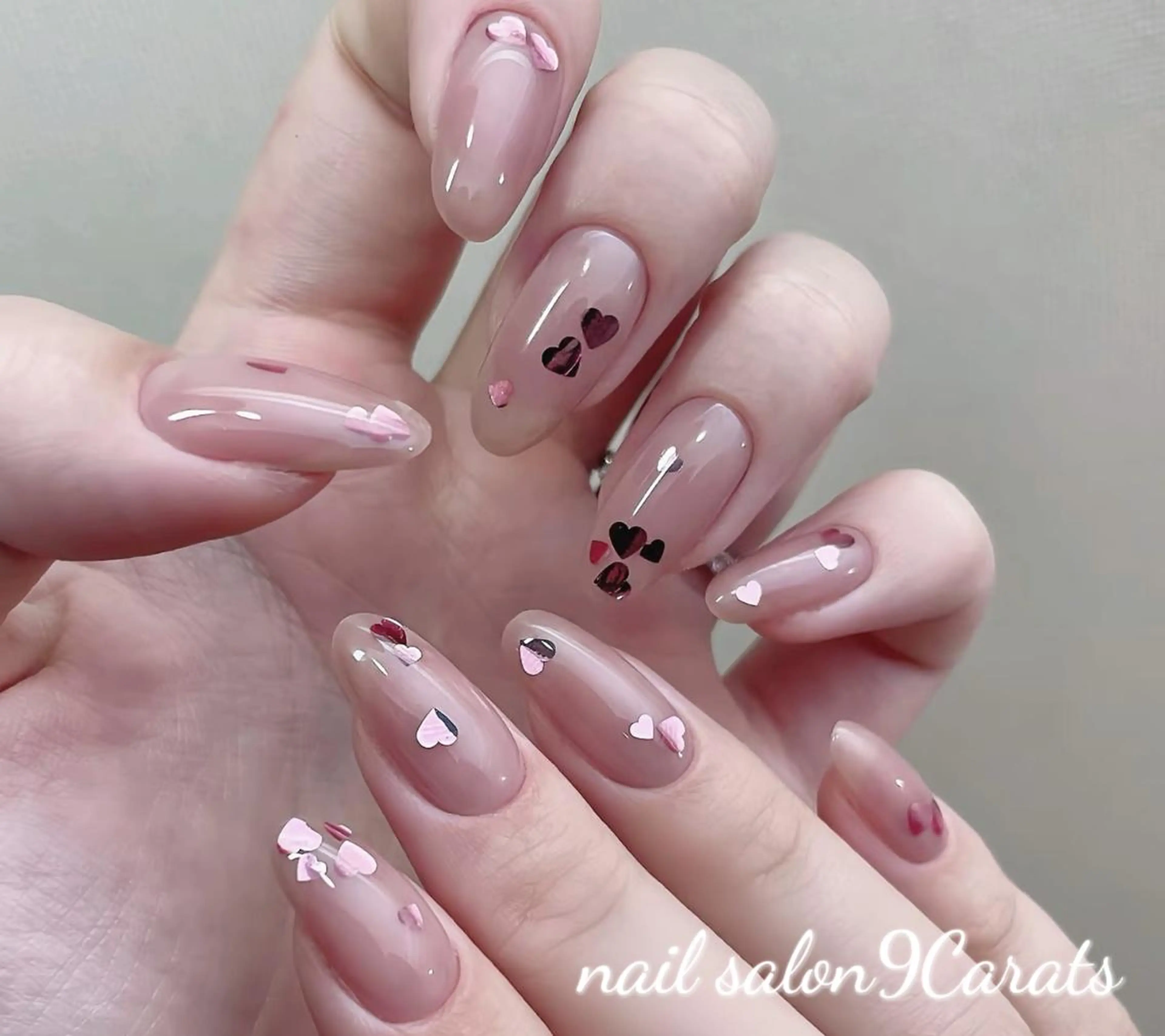 NEW【ハンド】もて可愛 x キラキラ ハートホロ埋め放題ネイル¥7980の写真