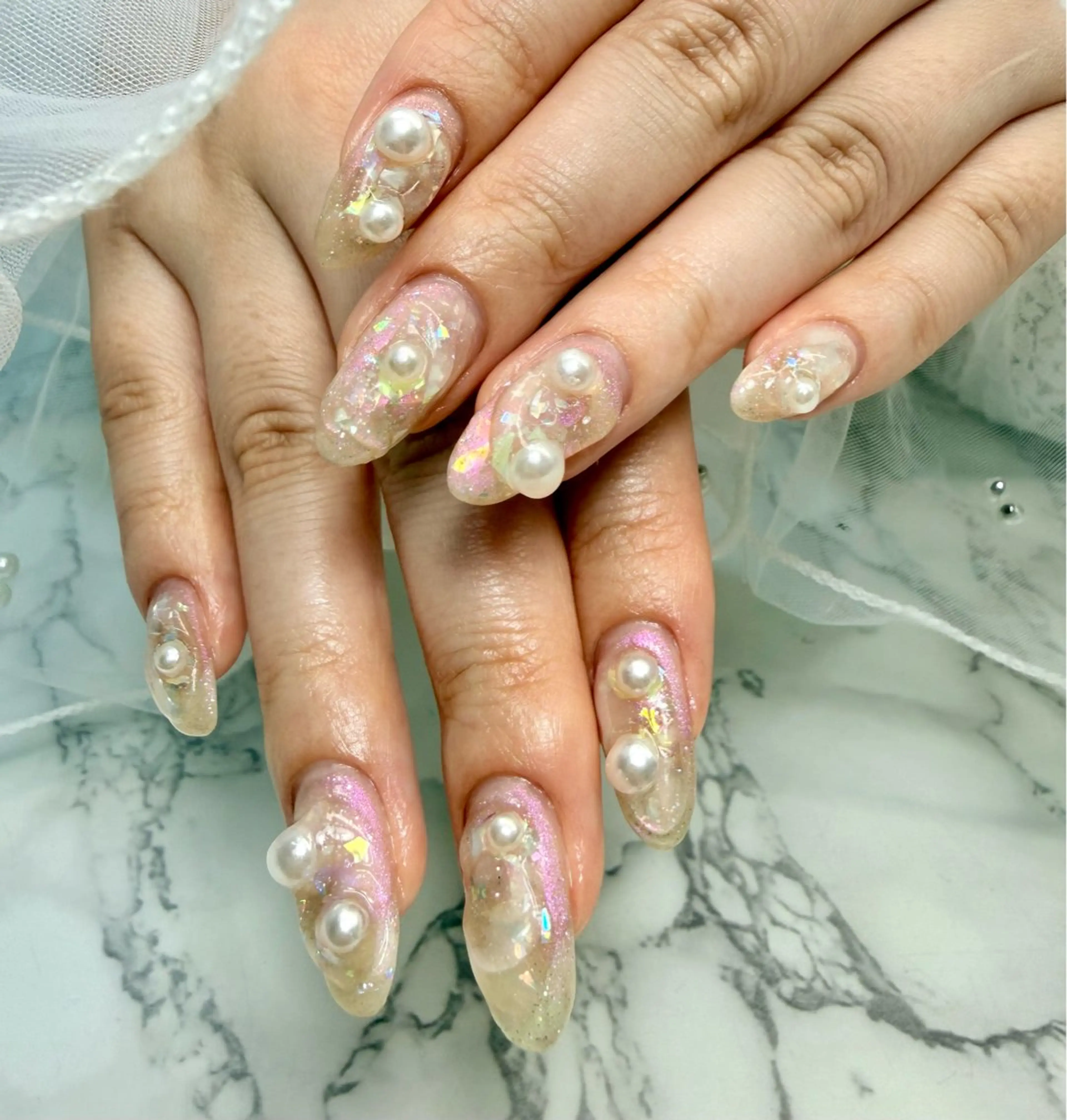 ネイル アートネイル チークネイル フラッシュネイル フラッシュマグ フレンチネイル M.N_ nailのネイルデザイン