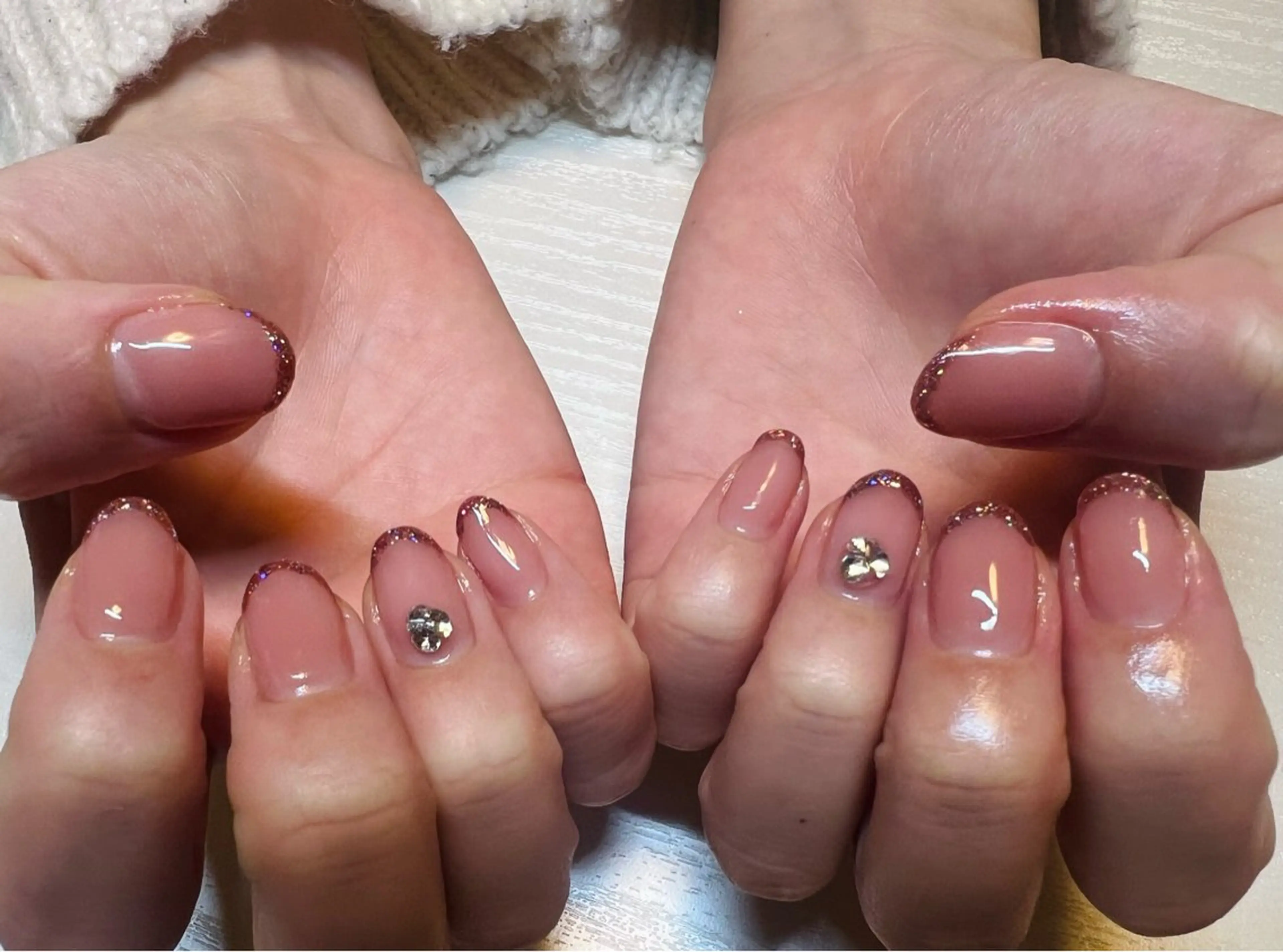 ネイル フレンチネイル ラメ(グリッター) ピンク mii nail🌴のネイルデザイン