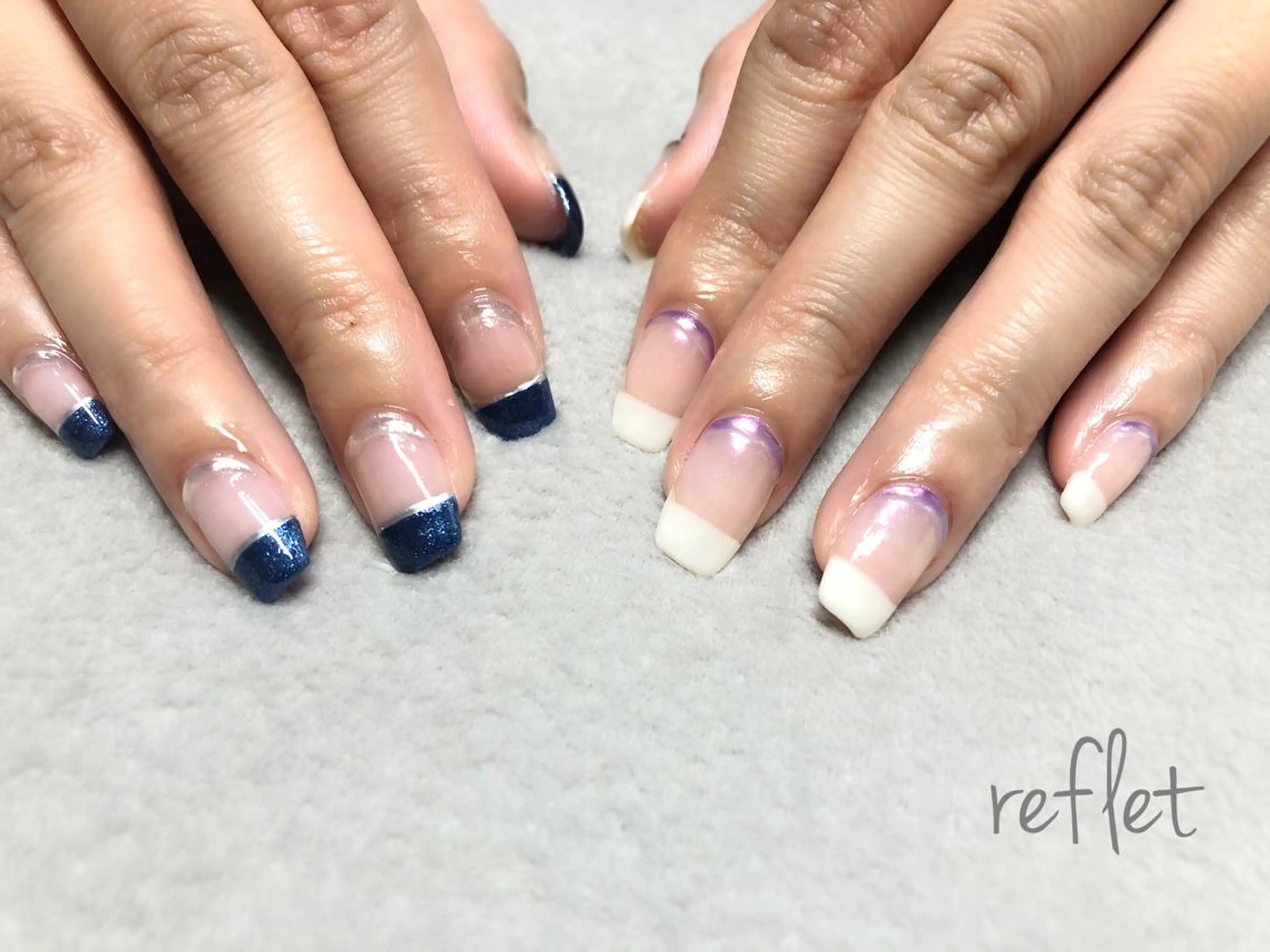 ネイル フレンチネイル ミラーネイル ニュアンスネイル ハンドネイル reflet nailのネイルデザイン