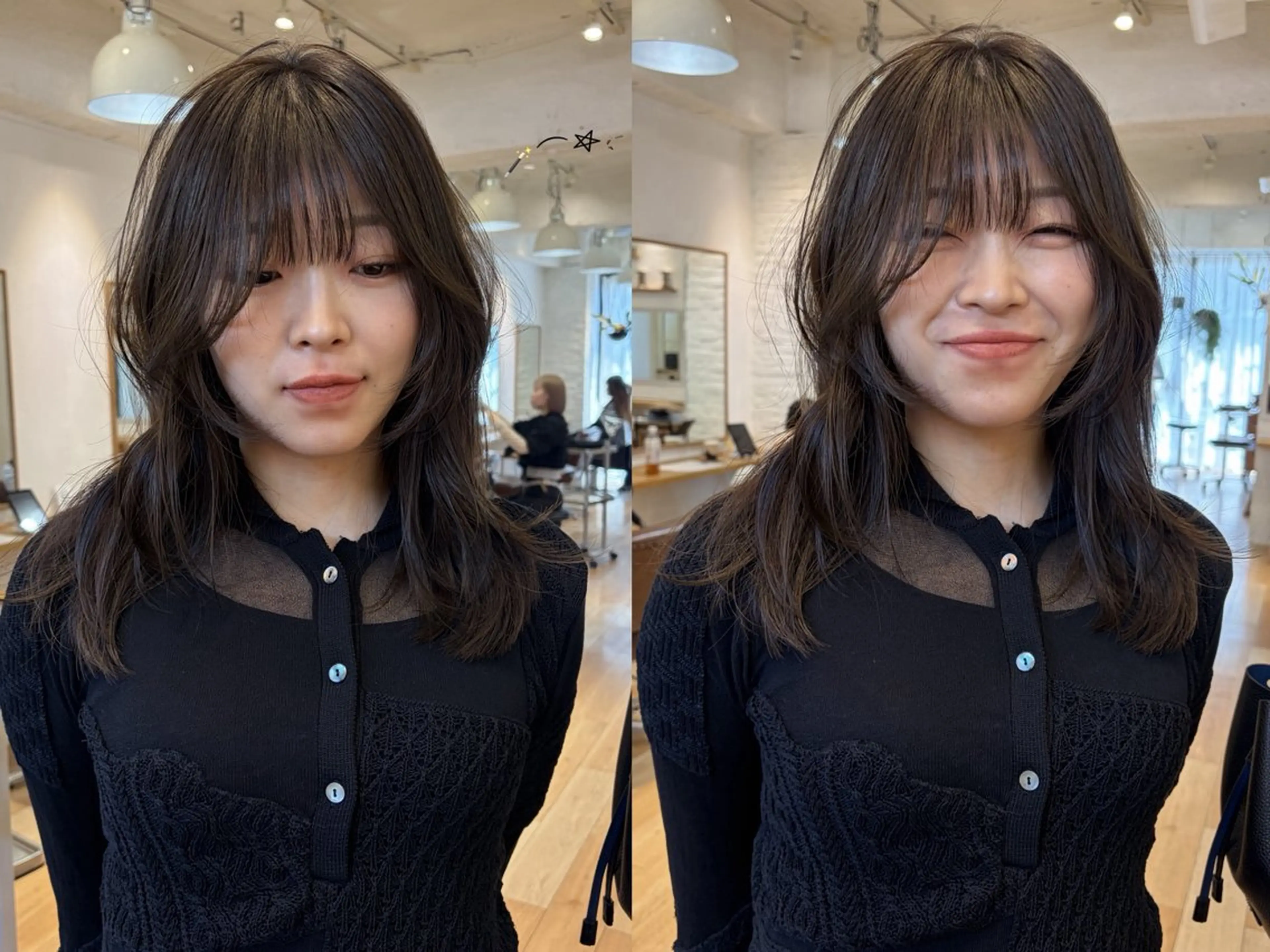 ミディアム カラー カット ヘアカラー トリートメント じゅわっと暖色カラー 🍊Moemiのヘアスタイル
