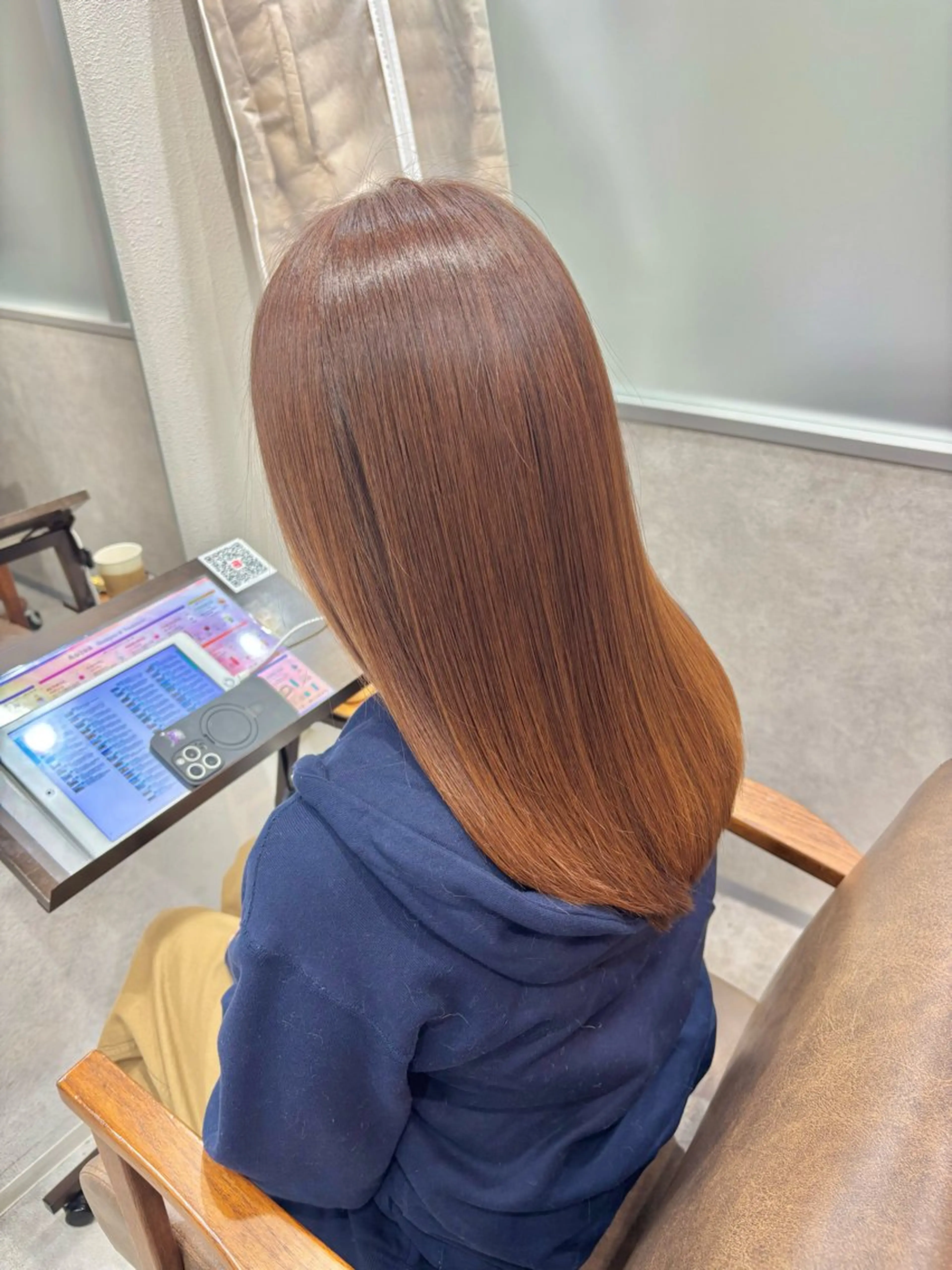 セミロング カット ヘアカラー トリートメント 久保田康雅　辻堂 髪質改善×縮毛矯正のヘアスタイル