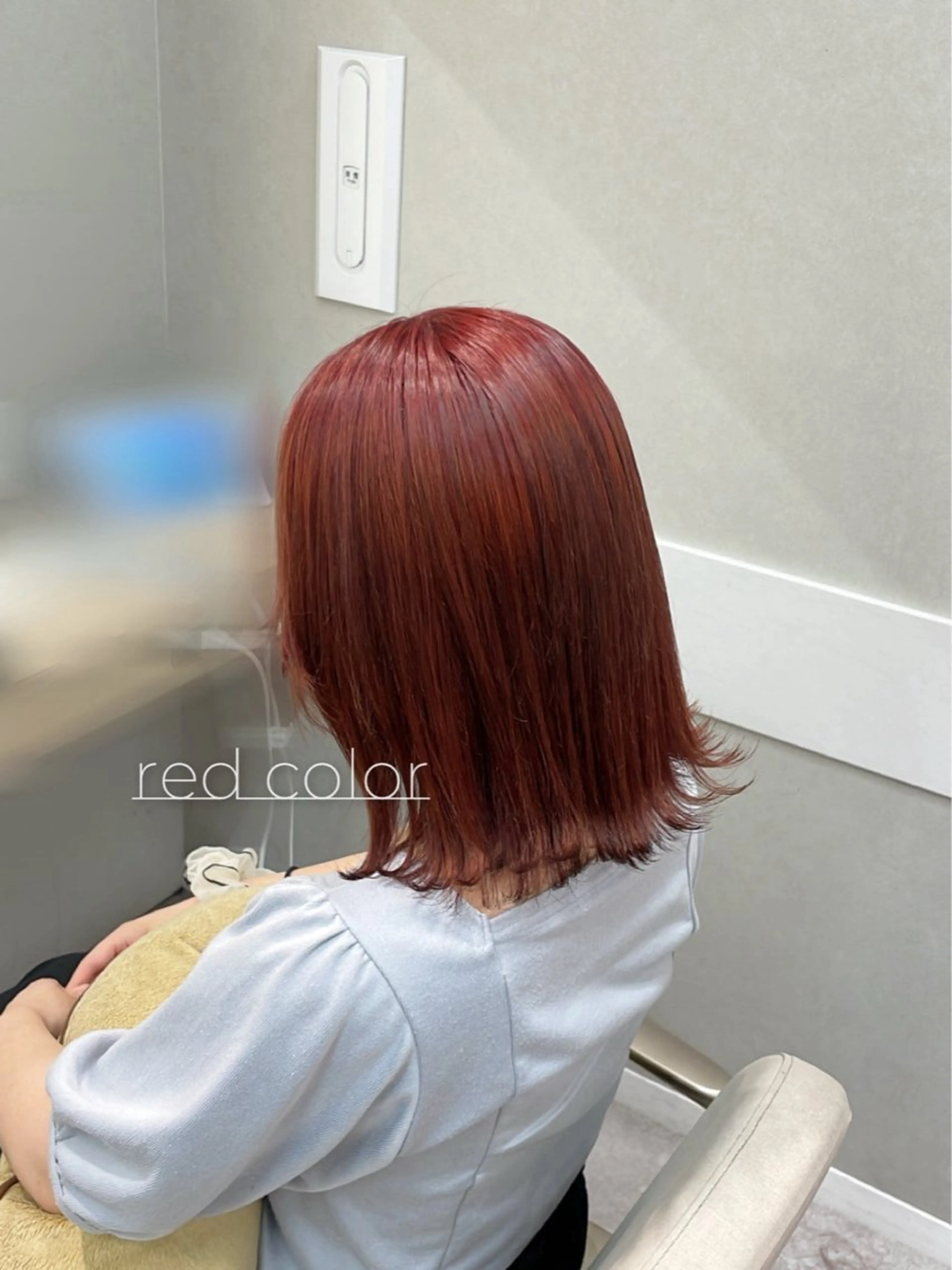 ミディアム カラー ブリーチ 透明感カラー レッドカラー ヘアカラー レイヤーカット/ ヘアカラー/RENAのヘアスタイル