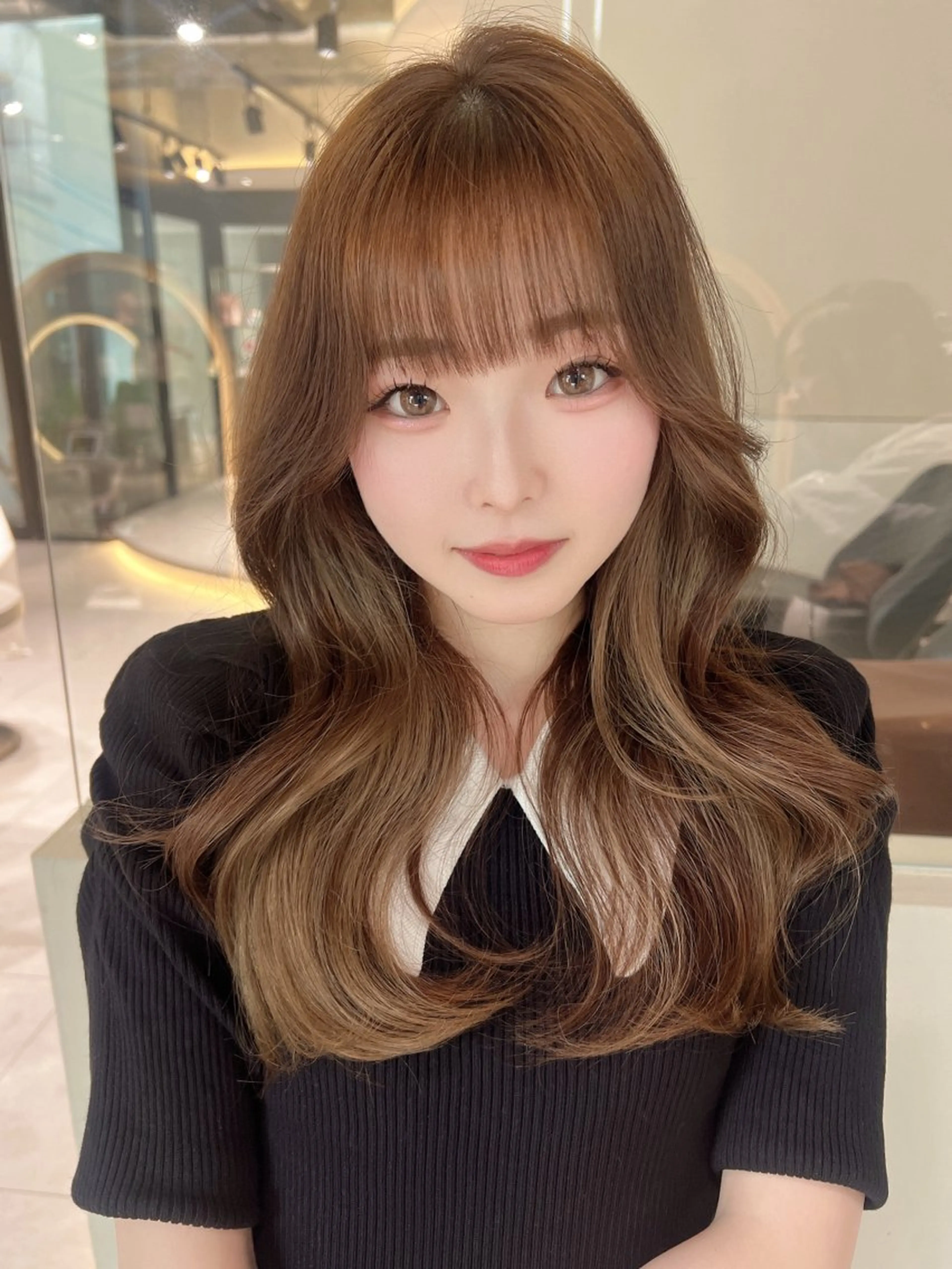 ロング ヘアカラー トリートメント 顔周り🇰🇷韓国 レイヤー/モエのヘアスタイル