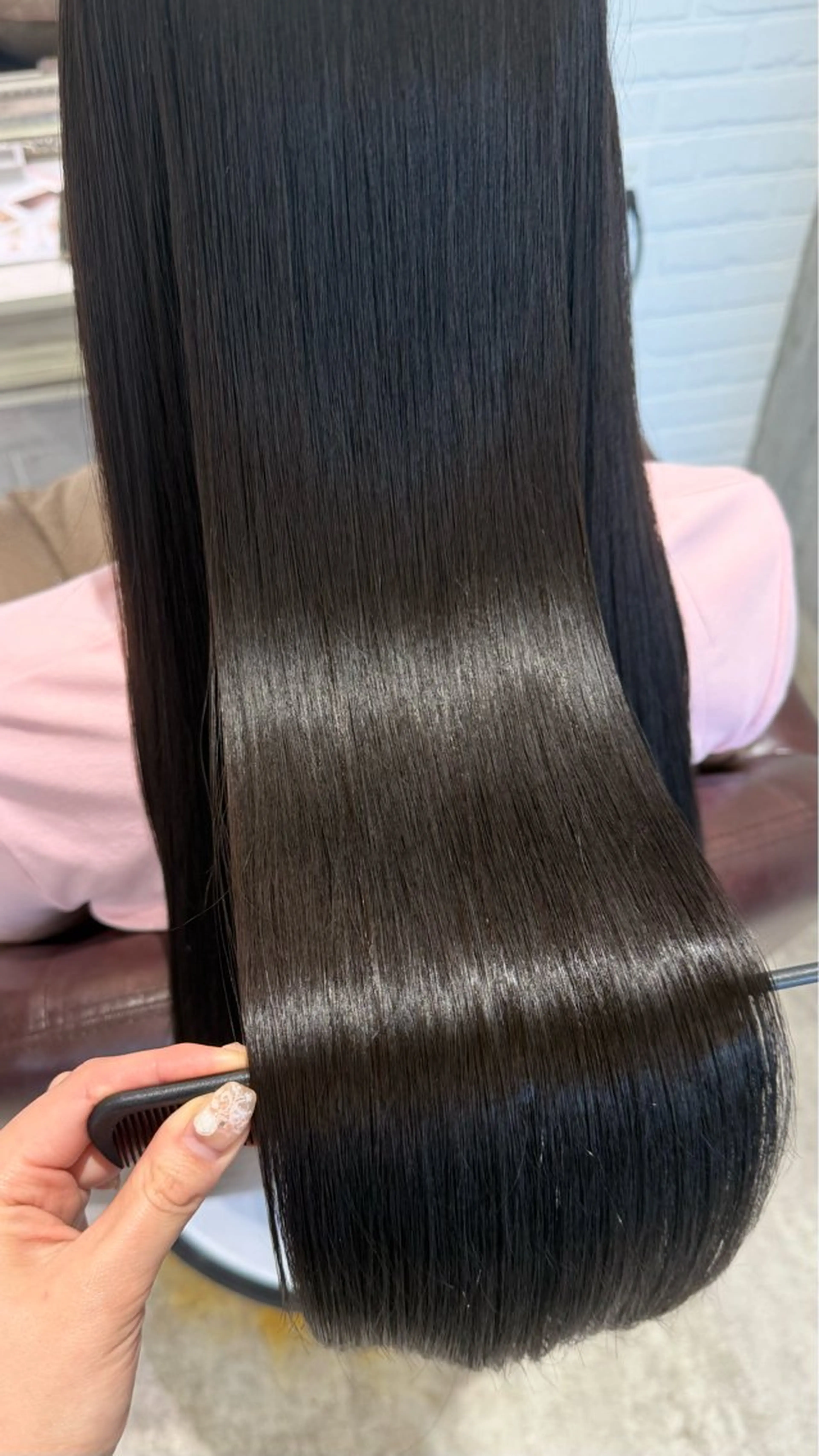 🪽【美髪フルコース】美髪矯正+艶カラー+2stepトリートメント(毛量/毛先調整カットあり)の写真