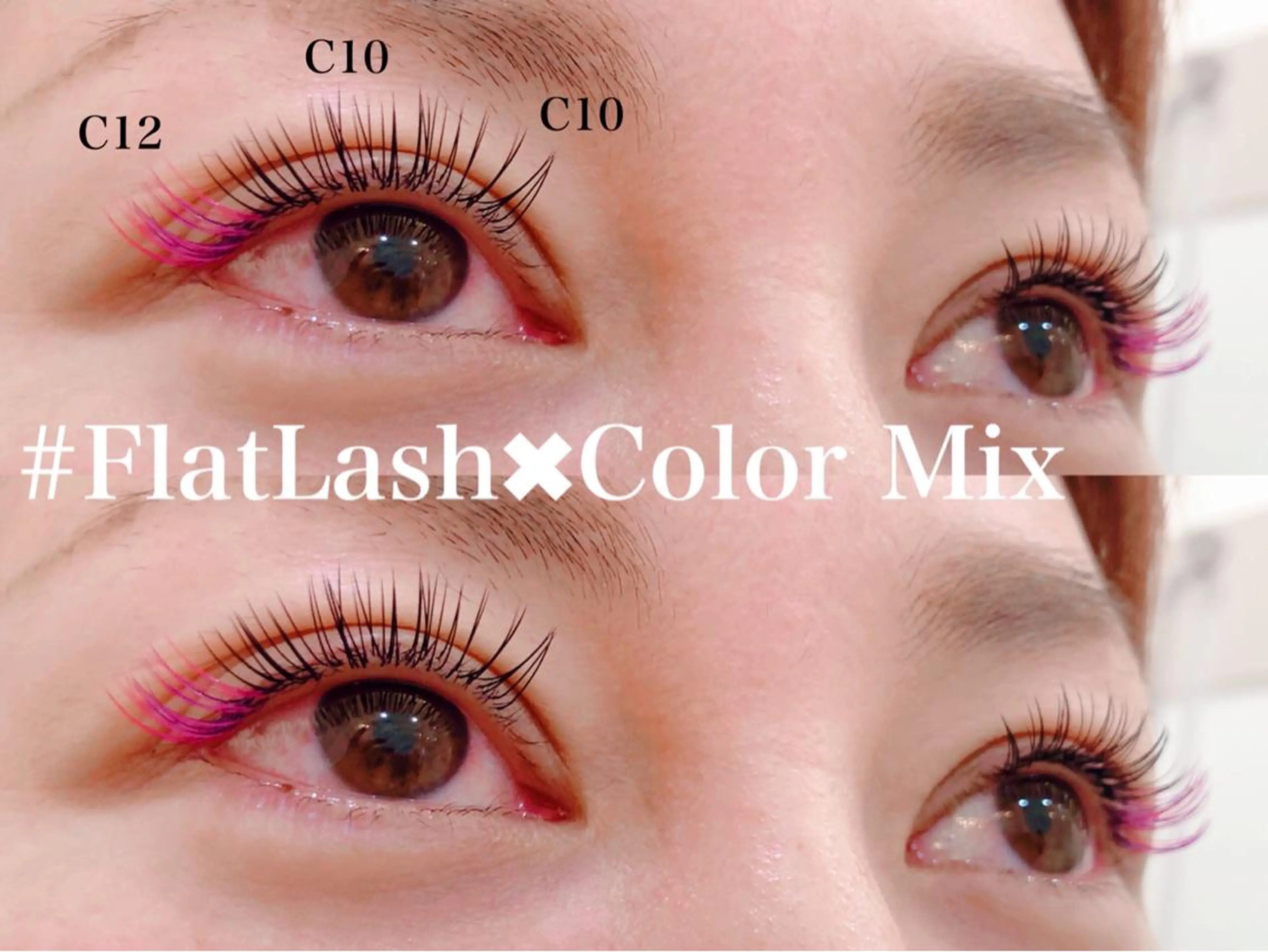 セミロング パーマ ネイル マツエク・マツパ パープルカラー カラーマツエク フラットラッシュ エクステ 長さ出し Cupidトップ アイリスト石川のマツエク・マツパデザイン