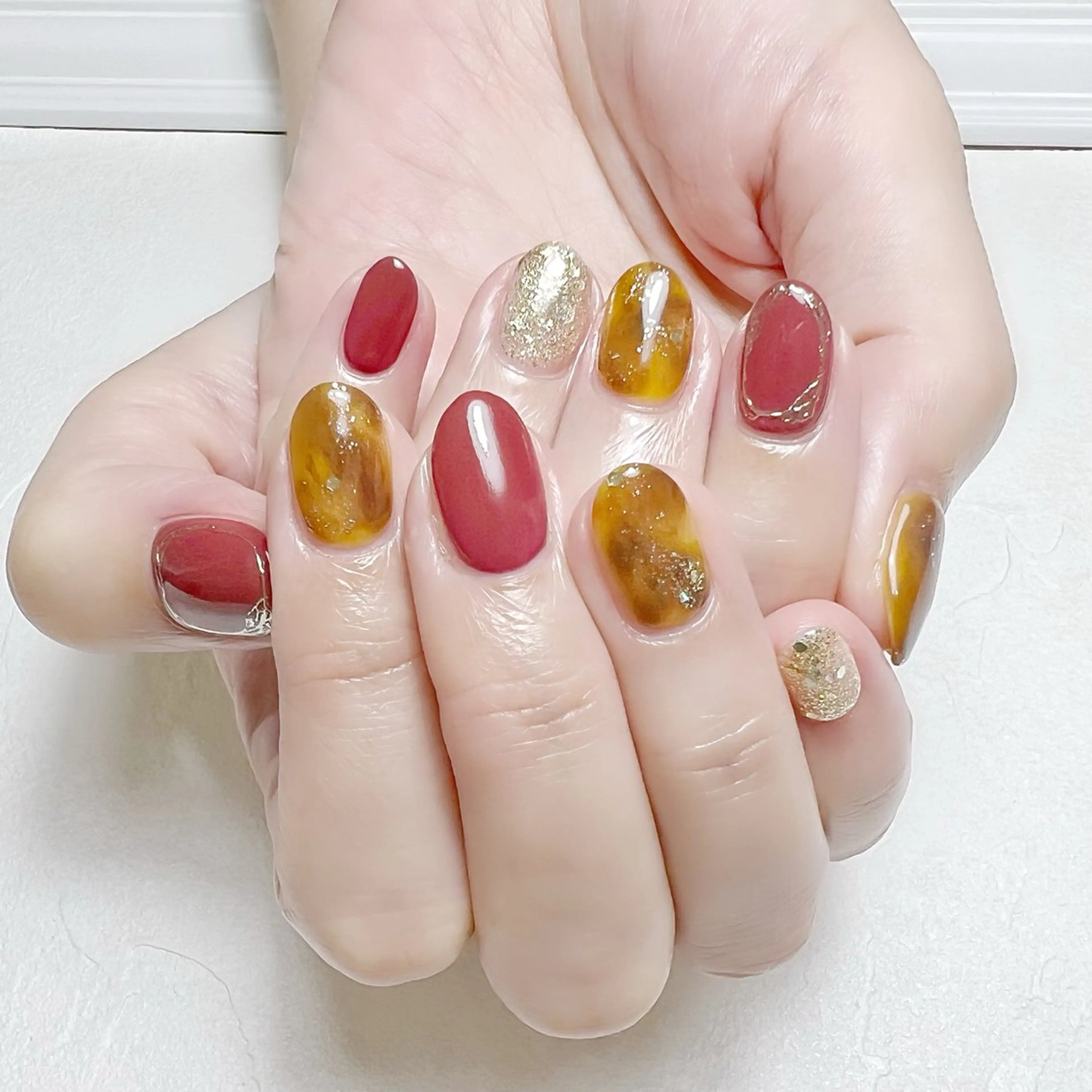 ネイル べっ甲ネイル ミラーネイル ニュアンスネイル rouse nail RISATOのネイルデザイン