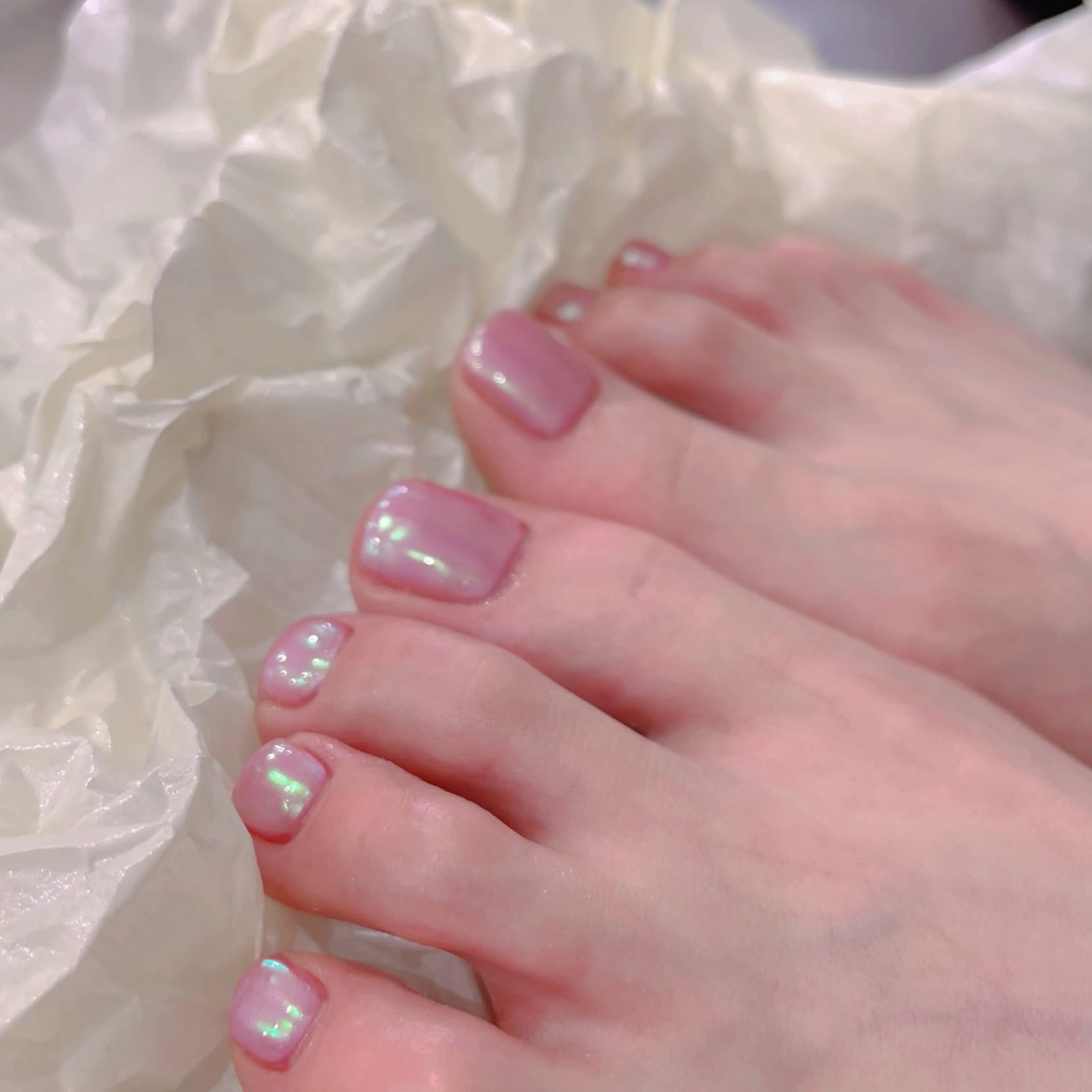 【Foot】フットミラーネイル➕ベースカラー1色（オフ別、ケア込み）の写真