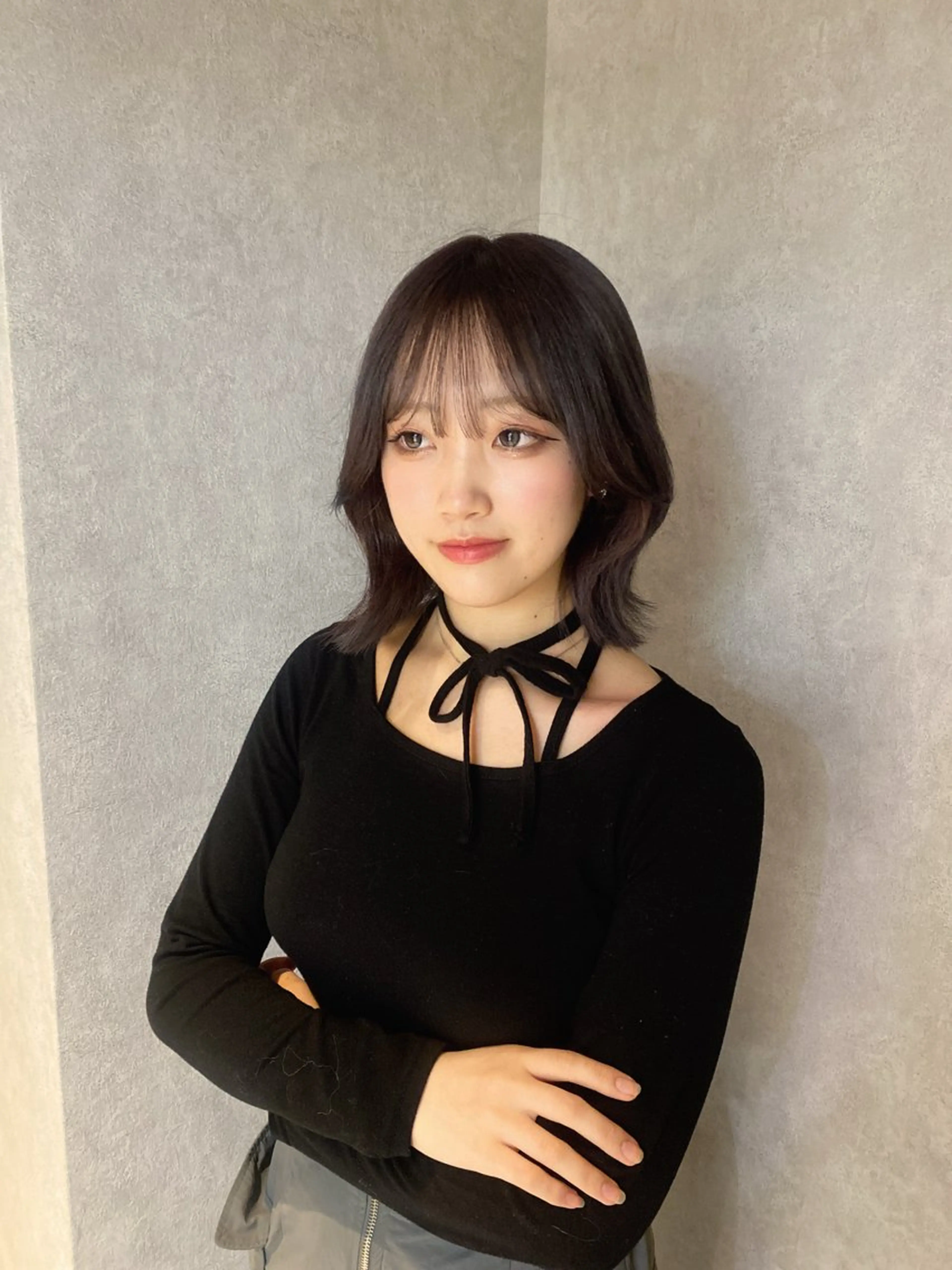 ミディアム カラー ブラウンカラー 韓国風ヘア 古川 美羽のヘアスタイル