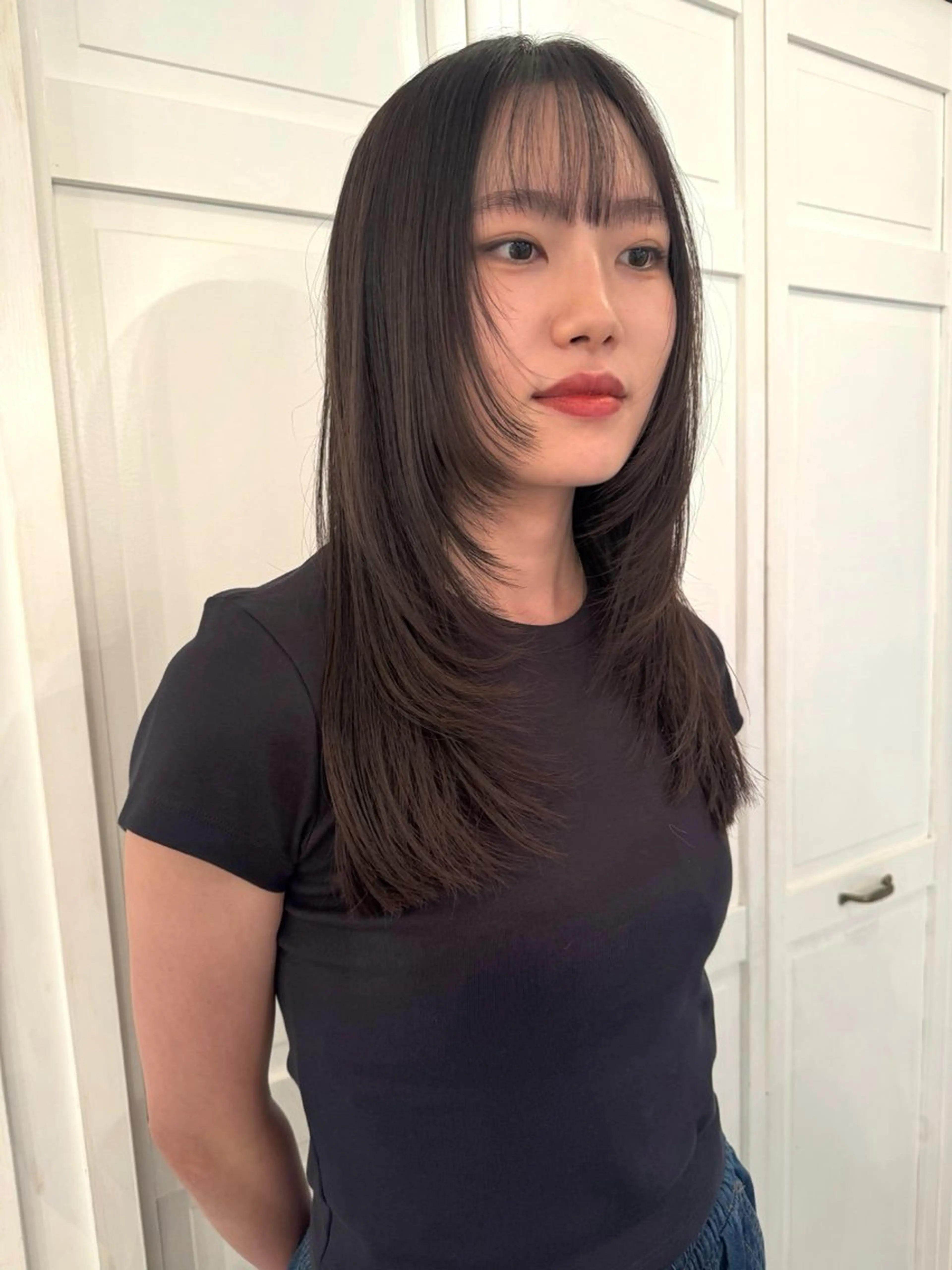 ロング カラー カット ヘアカラー ブリーチカラー🎀 韓国風/寺門美優のヘアスタイル