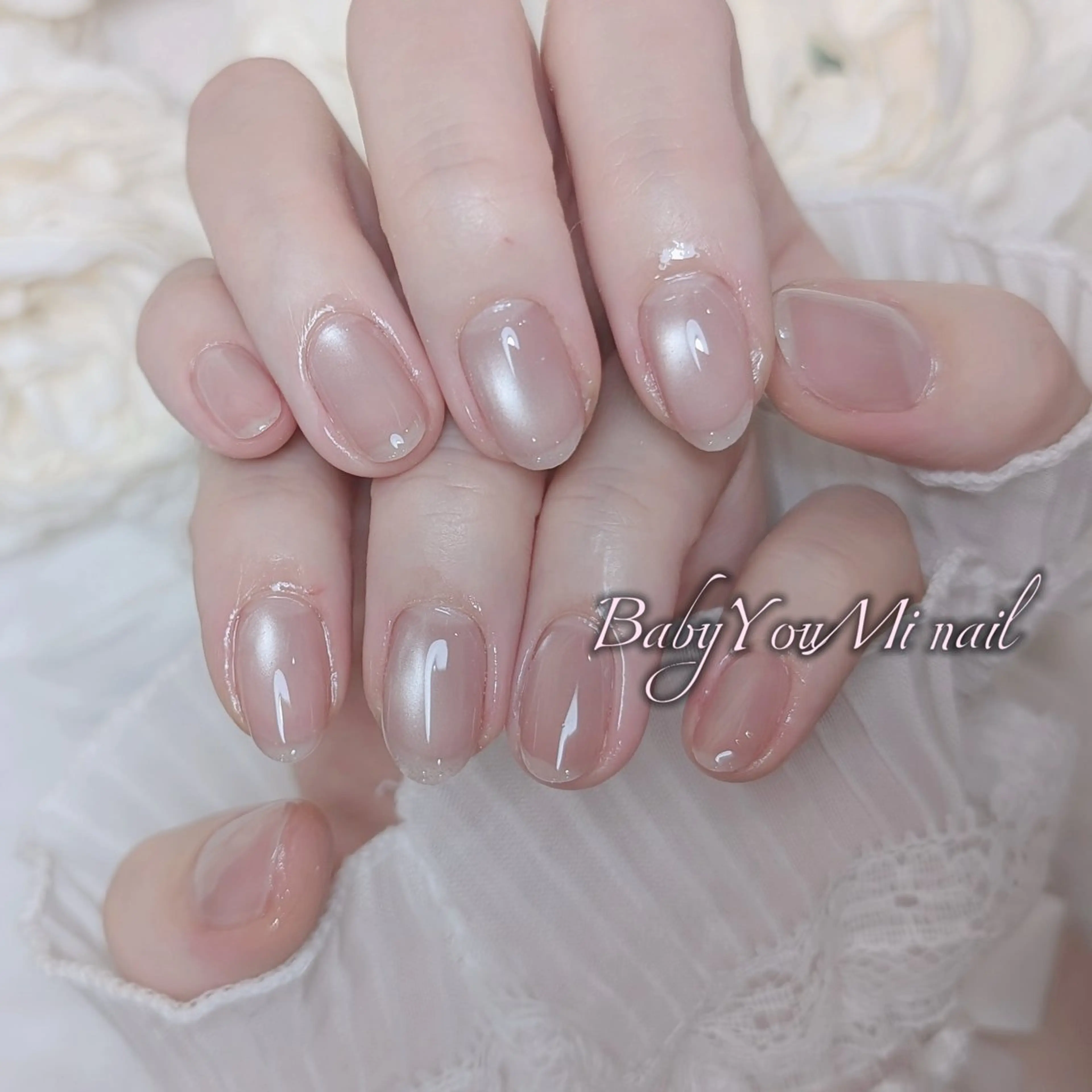 ネイル オーロラネイル チークネイル 成人式 フットネイル フレンチネイル ハンドネイル BabyYouMi nailのネイルデザイン