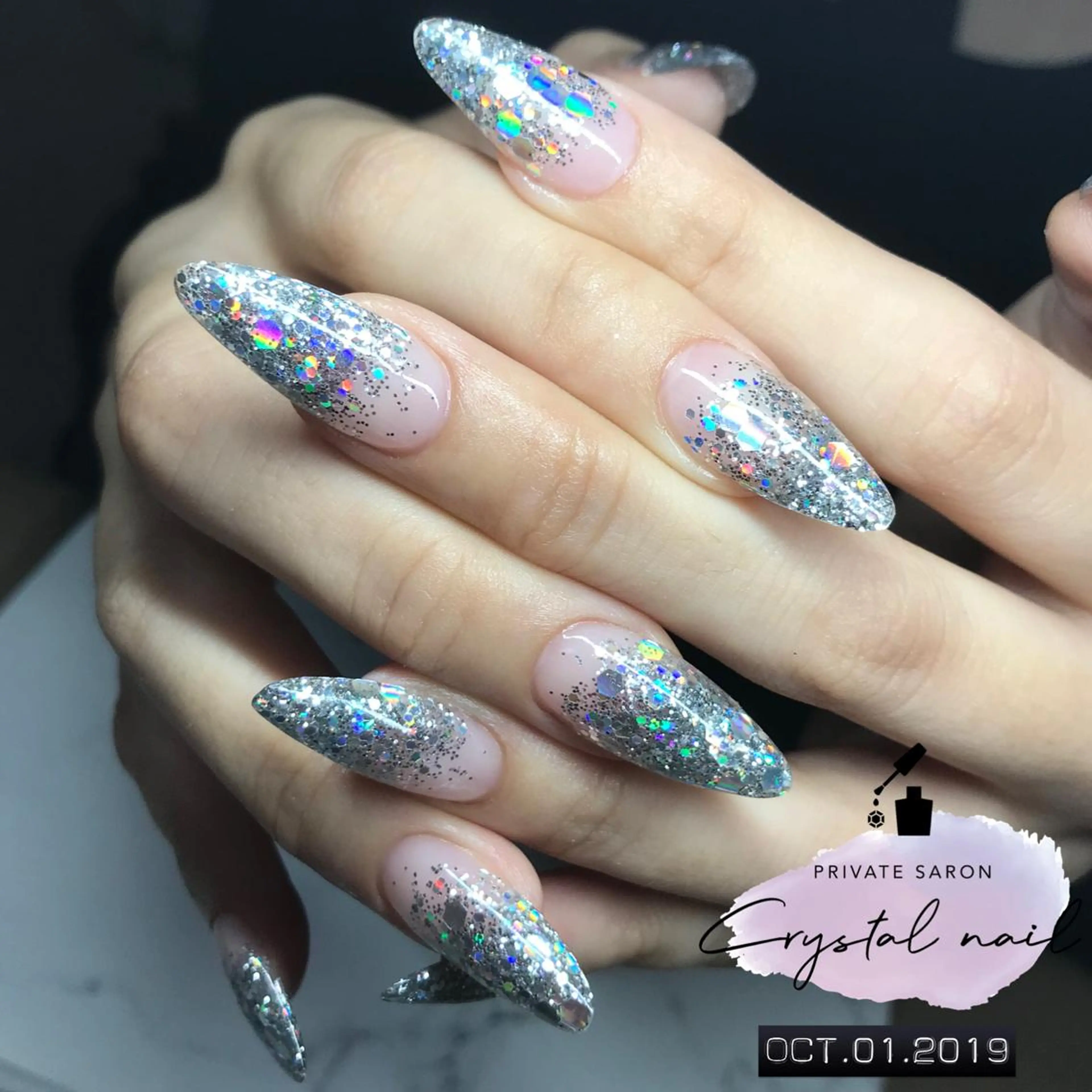 ネイル グラデーション ラメ(グリッター) ラメグラデーション スカルプネイル SCENERY NAILのネイルデザイン