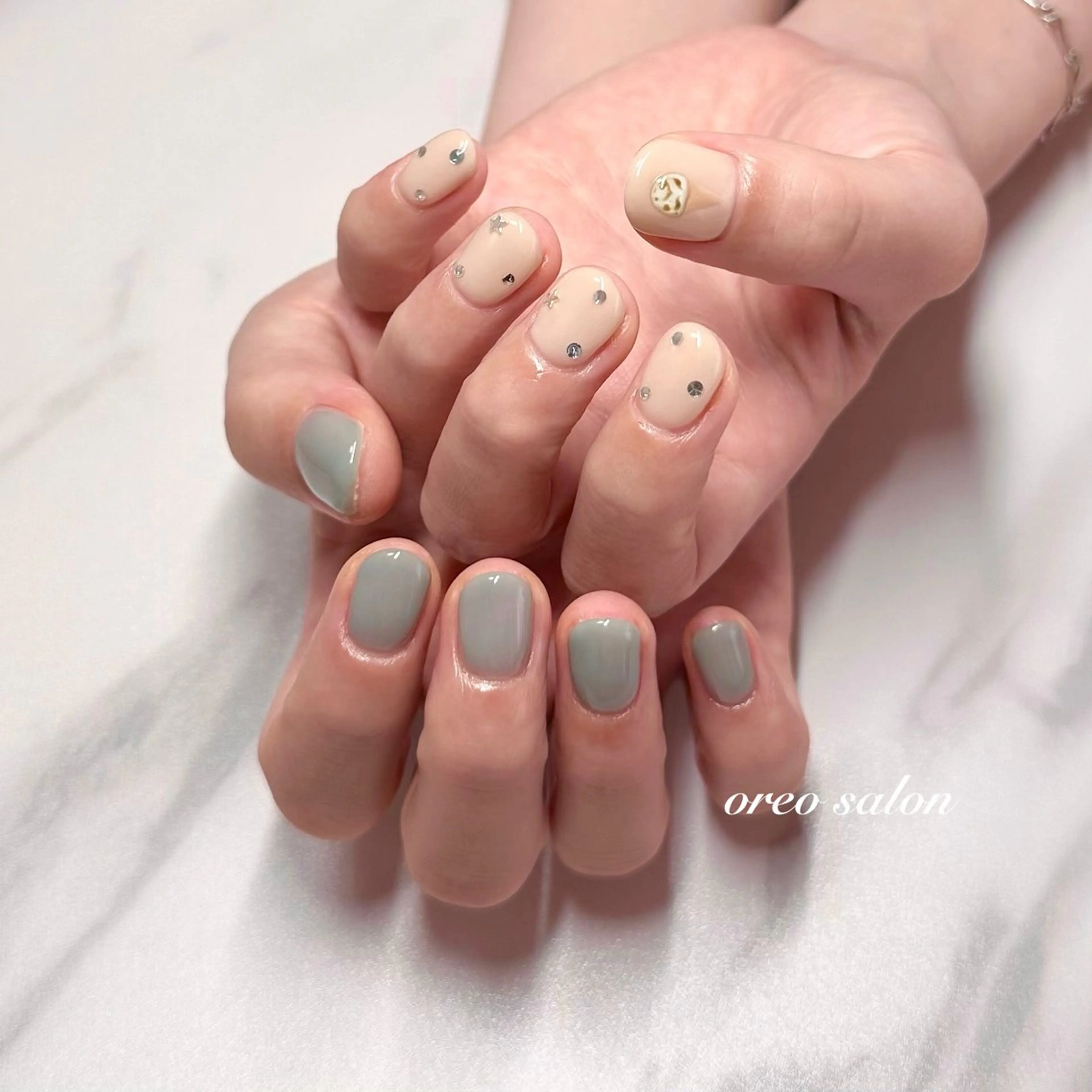 ネイル フラッシュネイル ジェルネイル ガーリー ハート 氷ネイル・うるうるネイル oreo salon miyu 池袋のネイルデザイン