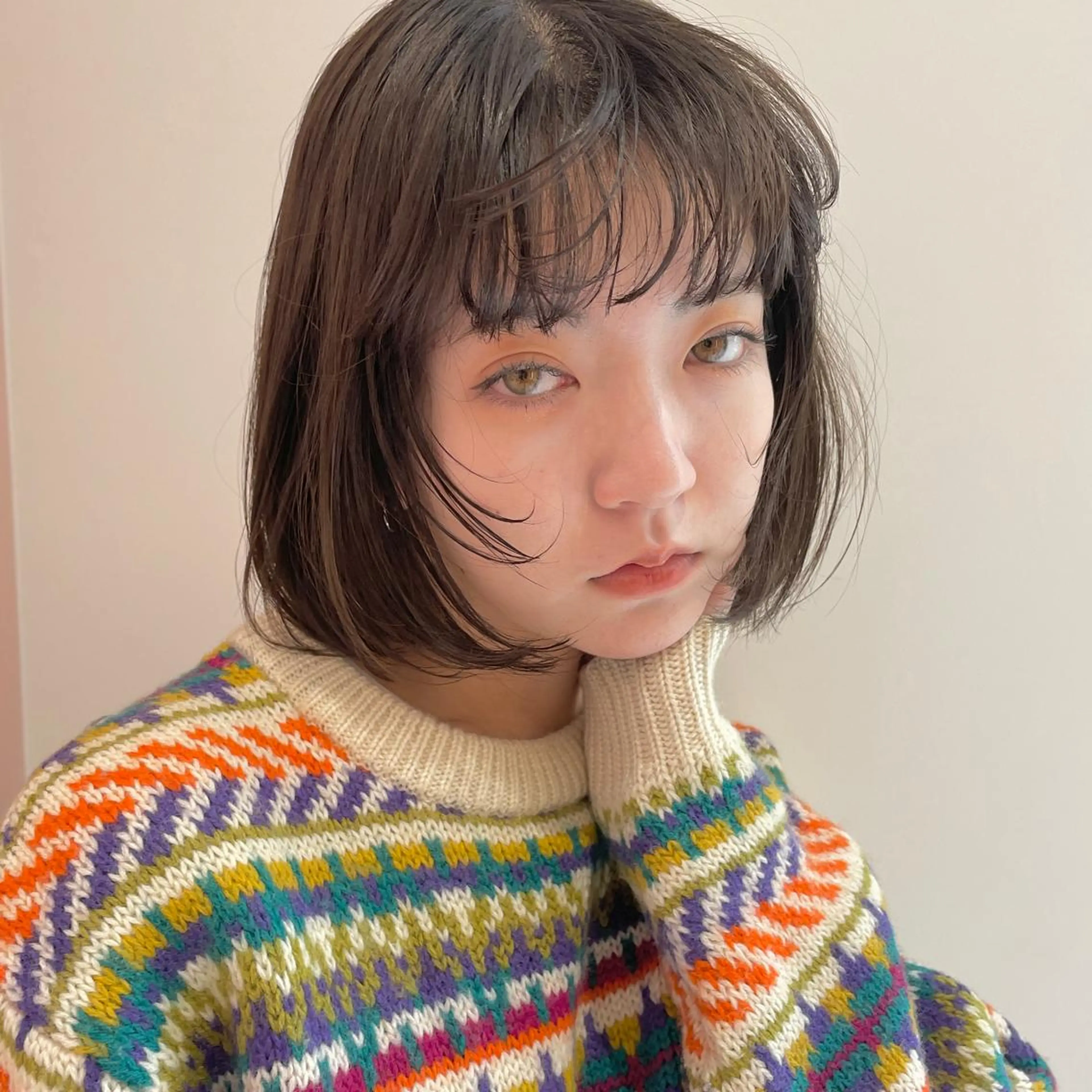 ミディアム カラー ボブレイヤー ボブ レイヤーカット カット ヘアカラー パーマ 縮毛矯正 トリートメント ヘッドスパ ヘアセット レイヤー/ウルフ/ ハイトーンchimiのヘアスタイル