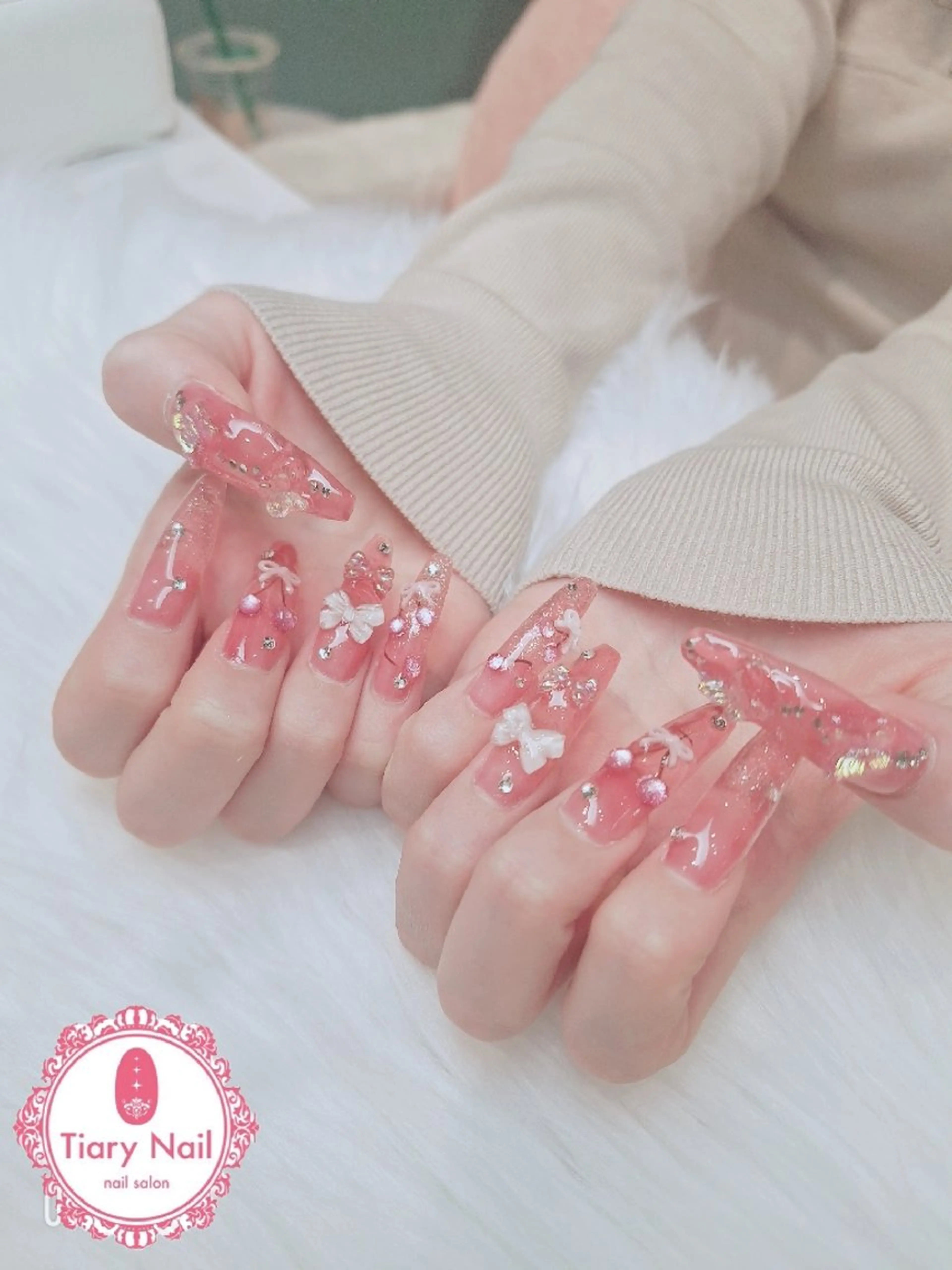 オフ込【ハンド】長さだし+持ち込みデザイン💅︎🤍の写真