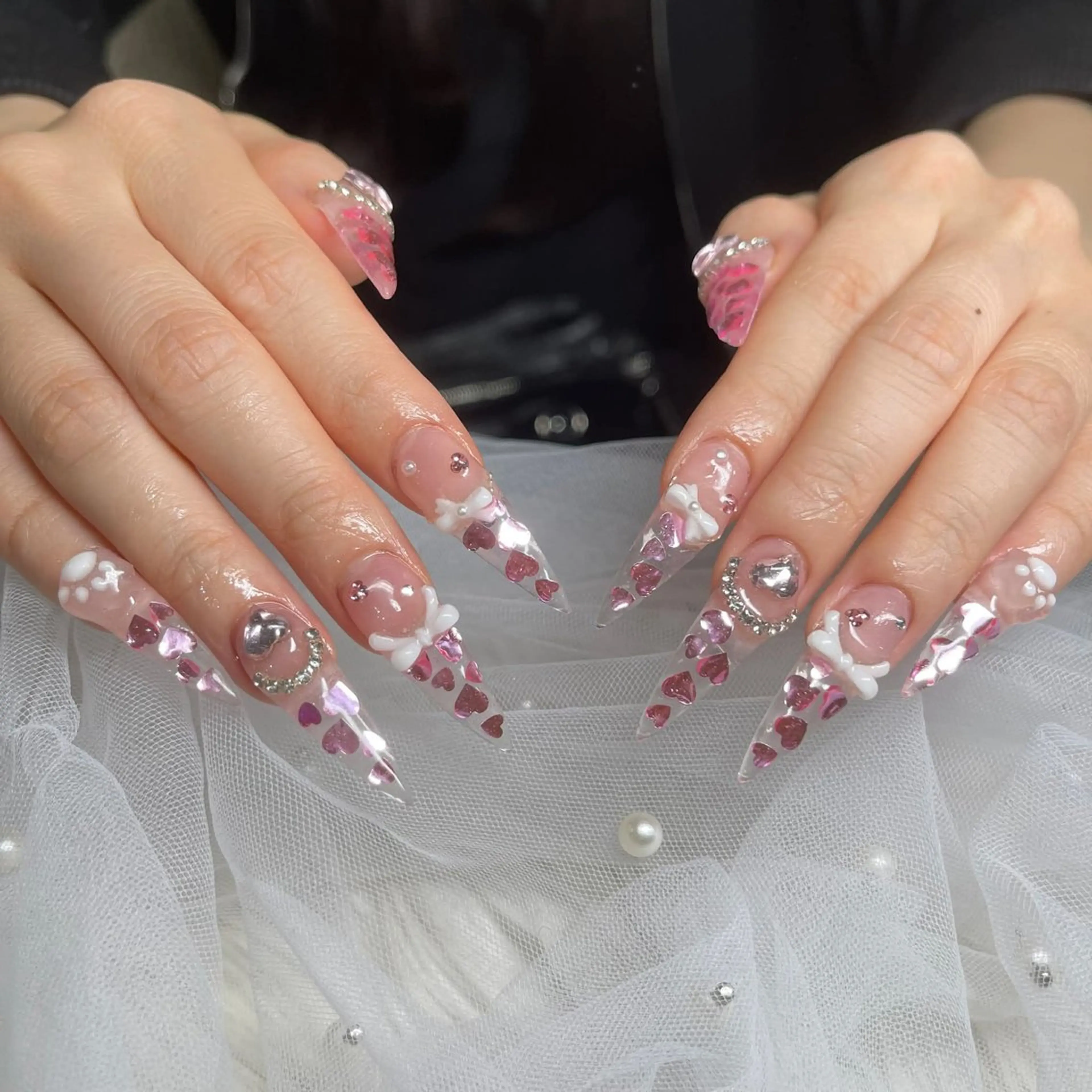 ネイル フットネイル フレンチネイル グラデーション 韓国ネイル ロングネイル qyn qynのネイルデザイン