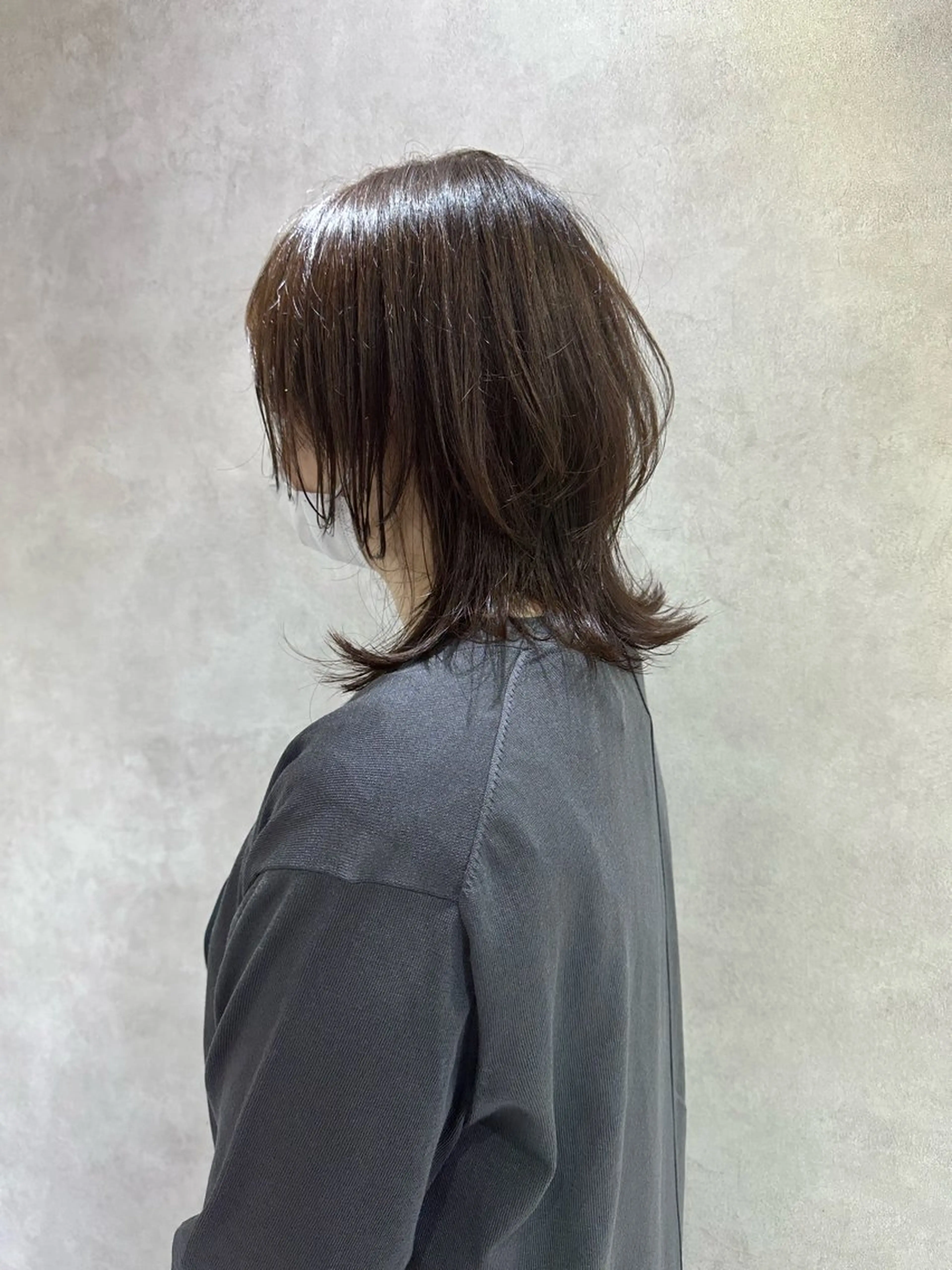 ミディアム くびれヘア ウルフカット カット トリートメント 韓国系/ウルフ/ ブリーチ/常角友野のヘアスタイル