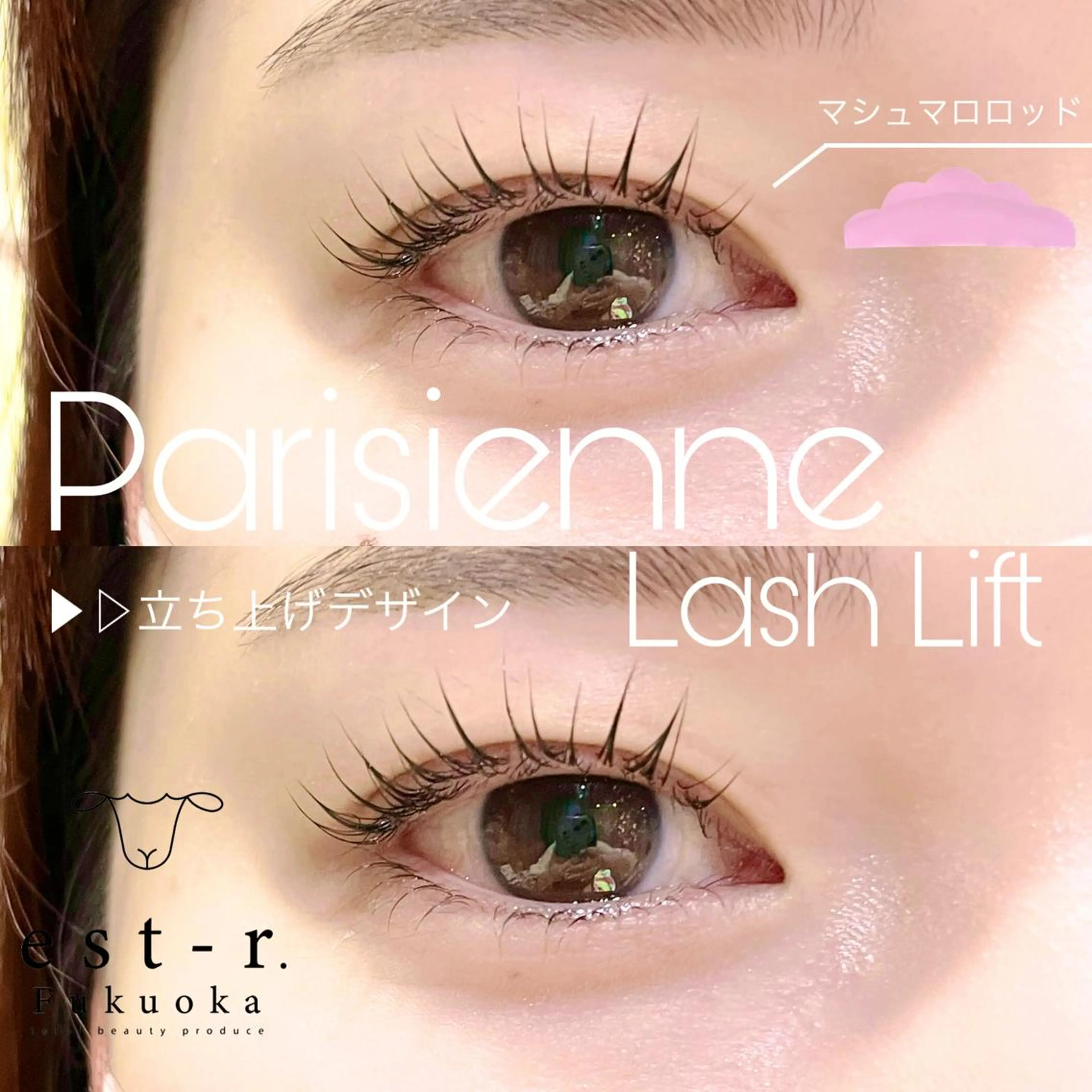 マツエク・マツパ 束感まつ毛 フラットラッシュ 韓国風マツエク パリジェンヌラッシュリフト まつげパーマ マツパ Riho/博多/ まつげパーマ/LEDのマツエク・マツパデザイン
