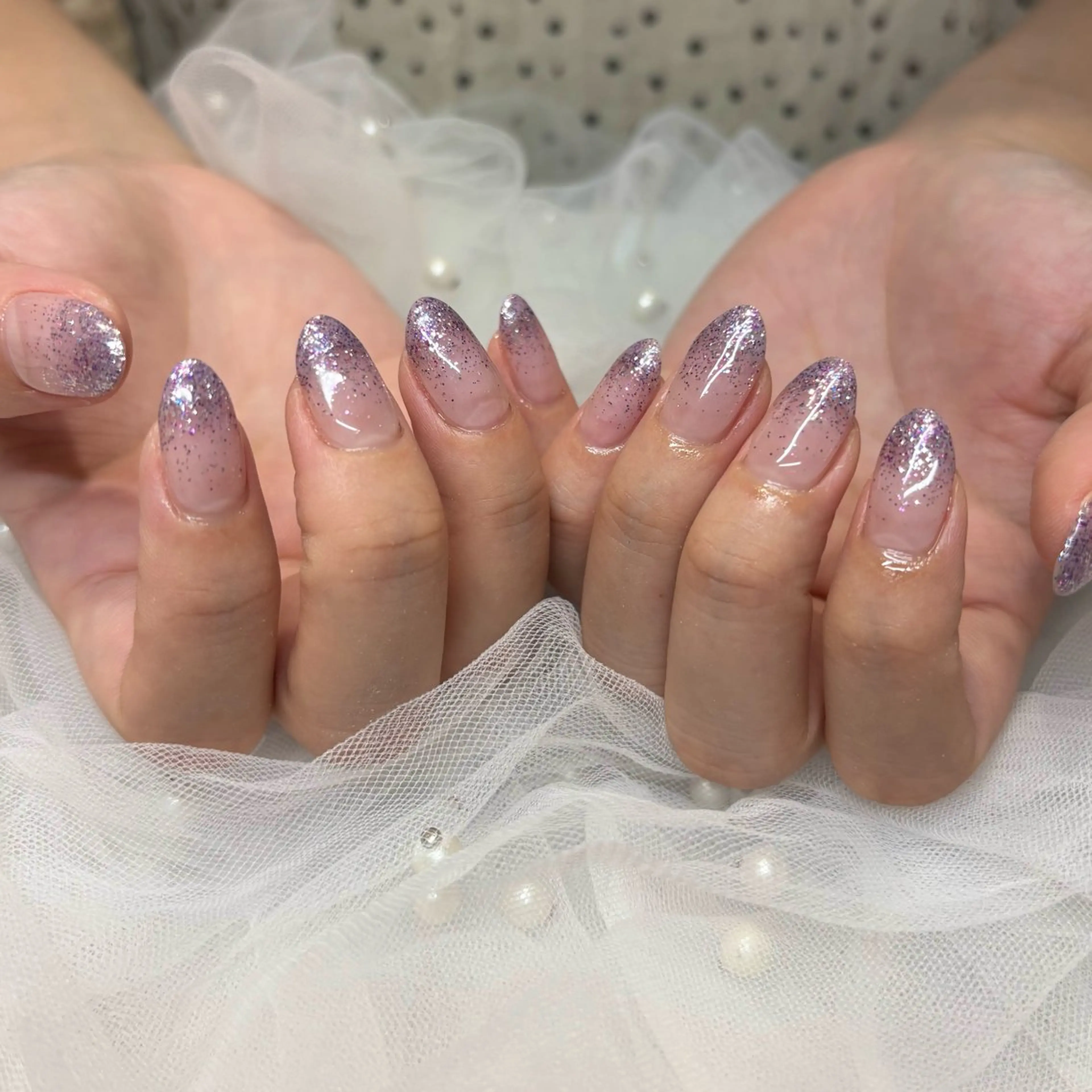 ネイル ラメ(グリッター) ラメグラデーション ハンドネイル 荒巻 めいのネイルデザイン