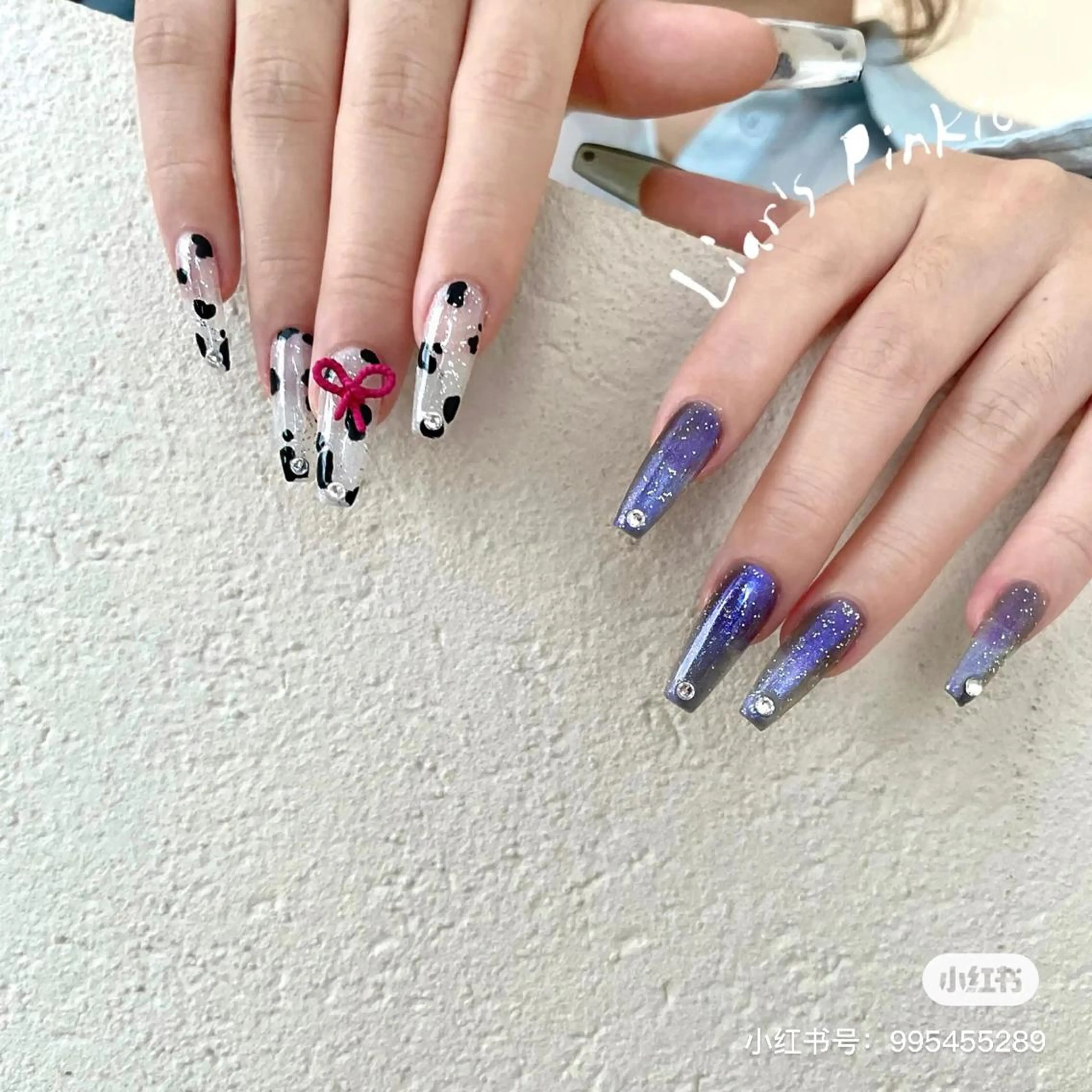 ロング パンダ ネイルのネイルデザイン