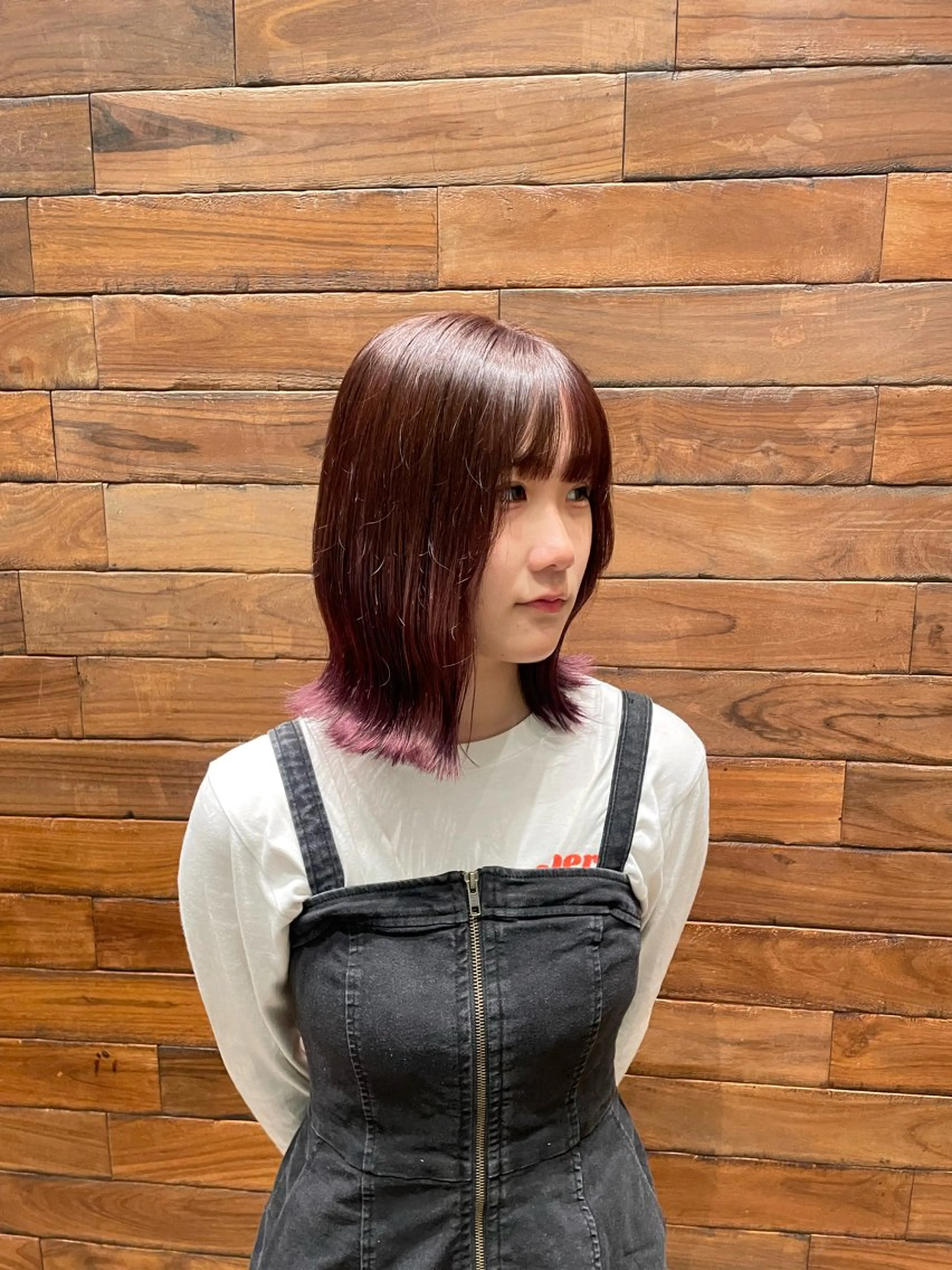 ミディアム カット ヘアカラー ショート 顔周りレイヤー/マオのヘアスタイル