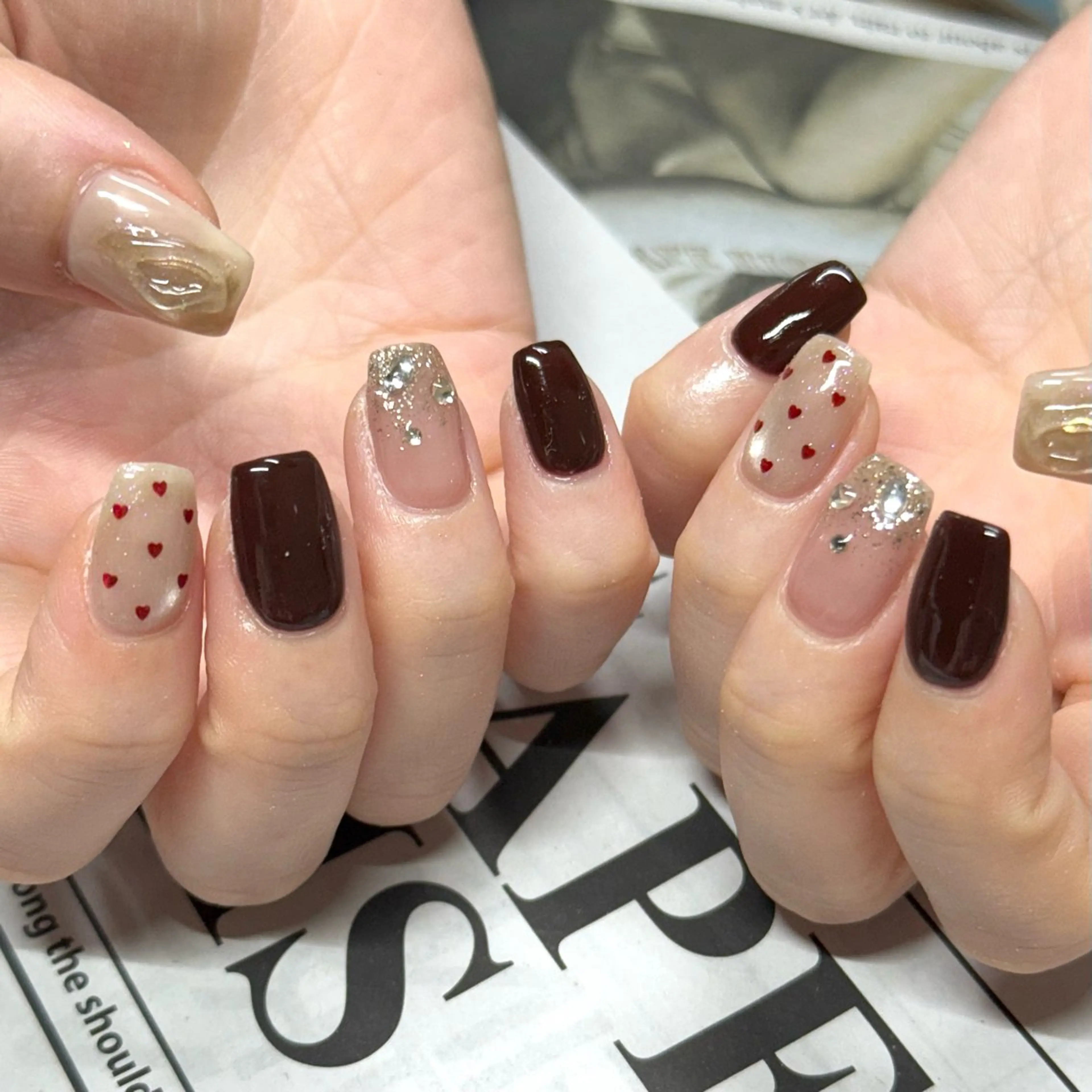 ネイル ハート ハンドネイル mai♡マグネット/ ニュアンス/マツパのマツエク・マツパデザイン