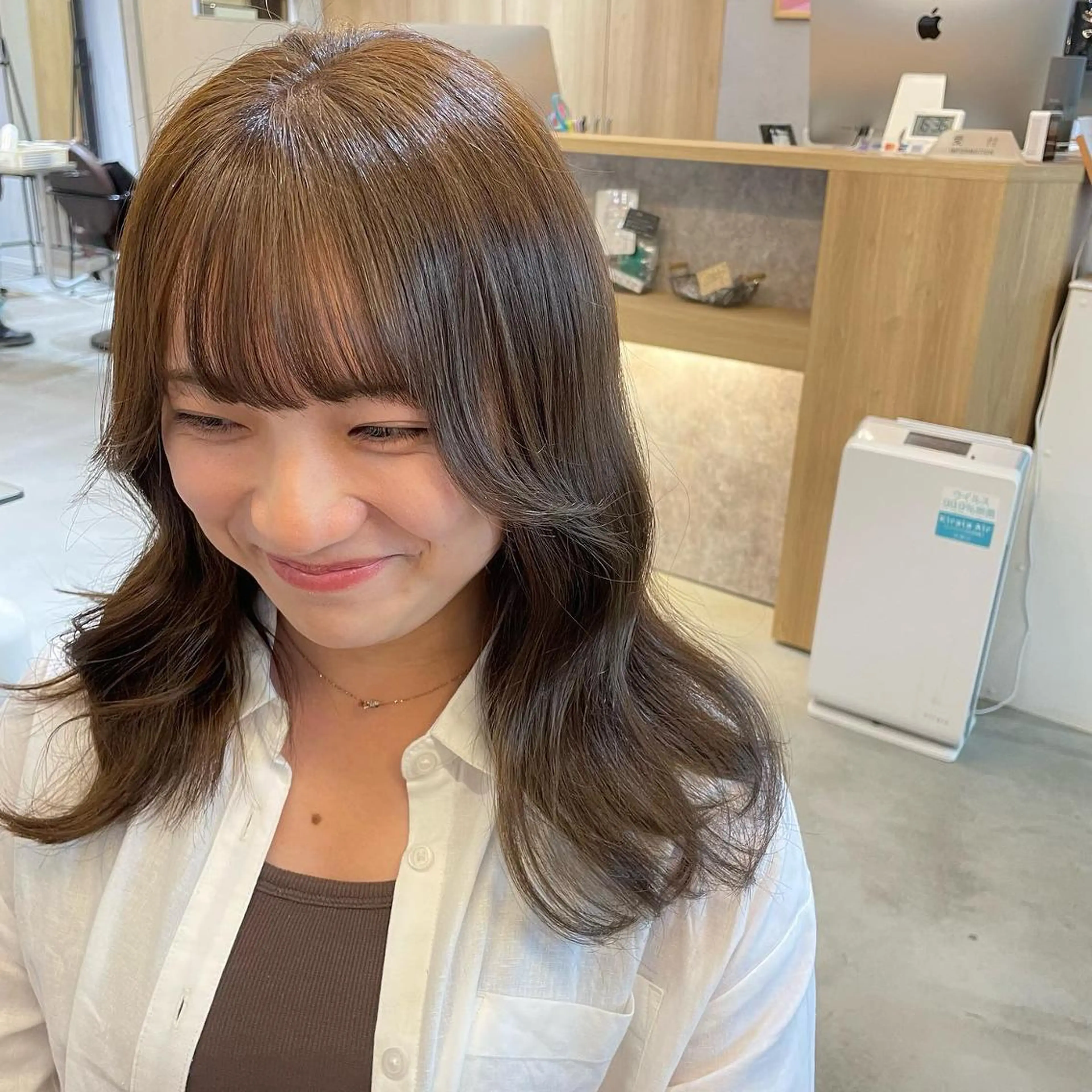 カラー ヘアアレンジ ベージュカラー ブリーチ 透明感カラー イルミナカラー ブリーチなしカラー 𝙢𝙞𝙮𝙪🎀 girly hairのヘアスタイル