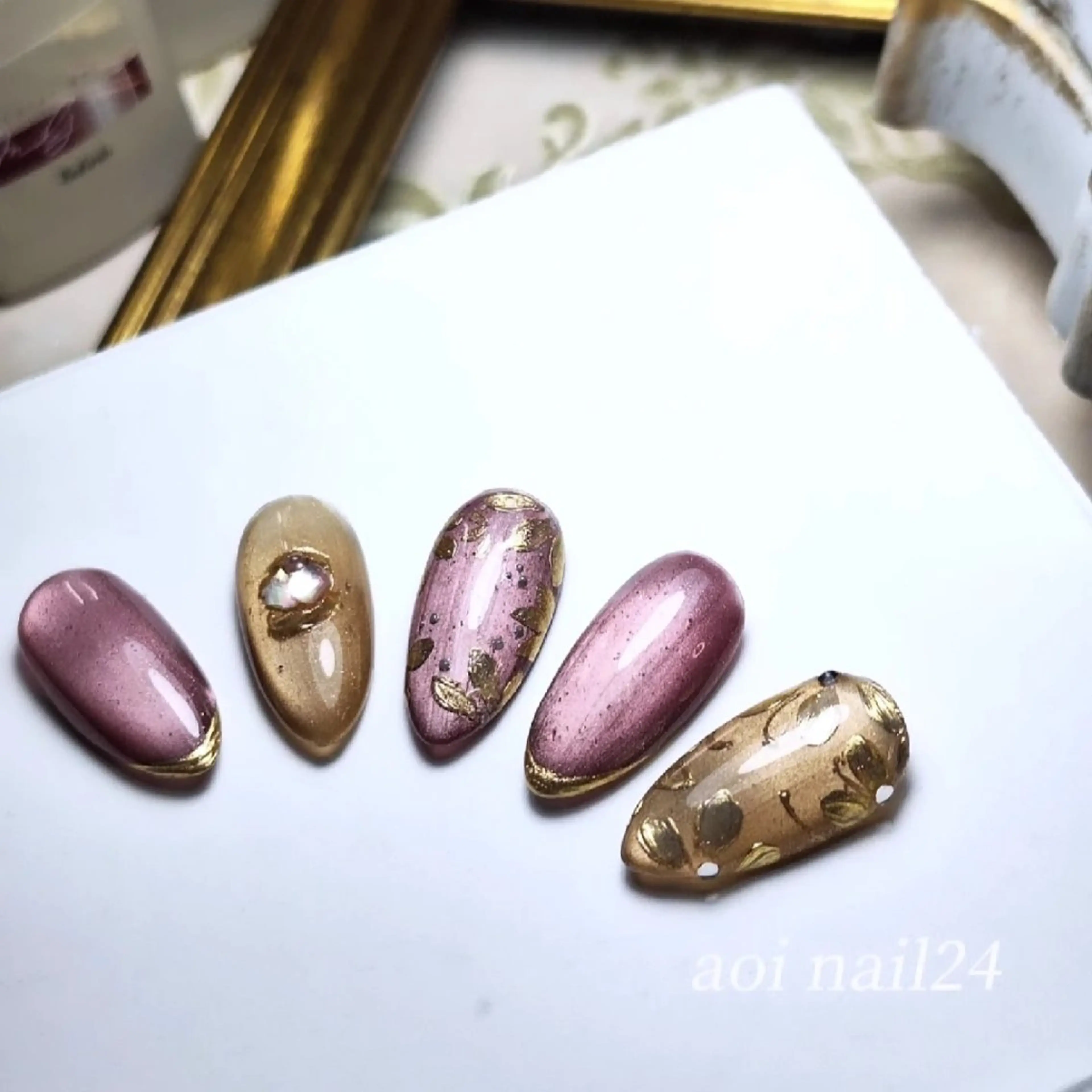 ネイル フラワーネイル マグネットネイル ミラーネイル ビューコフレ 奥原のネイルデザイン