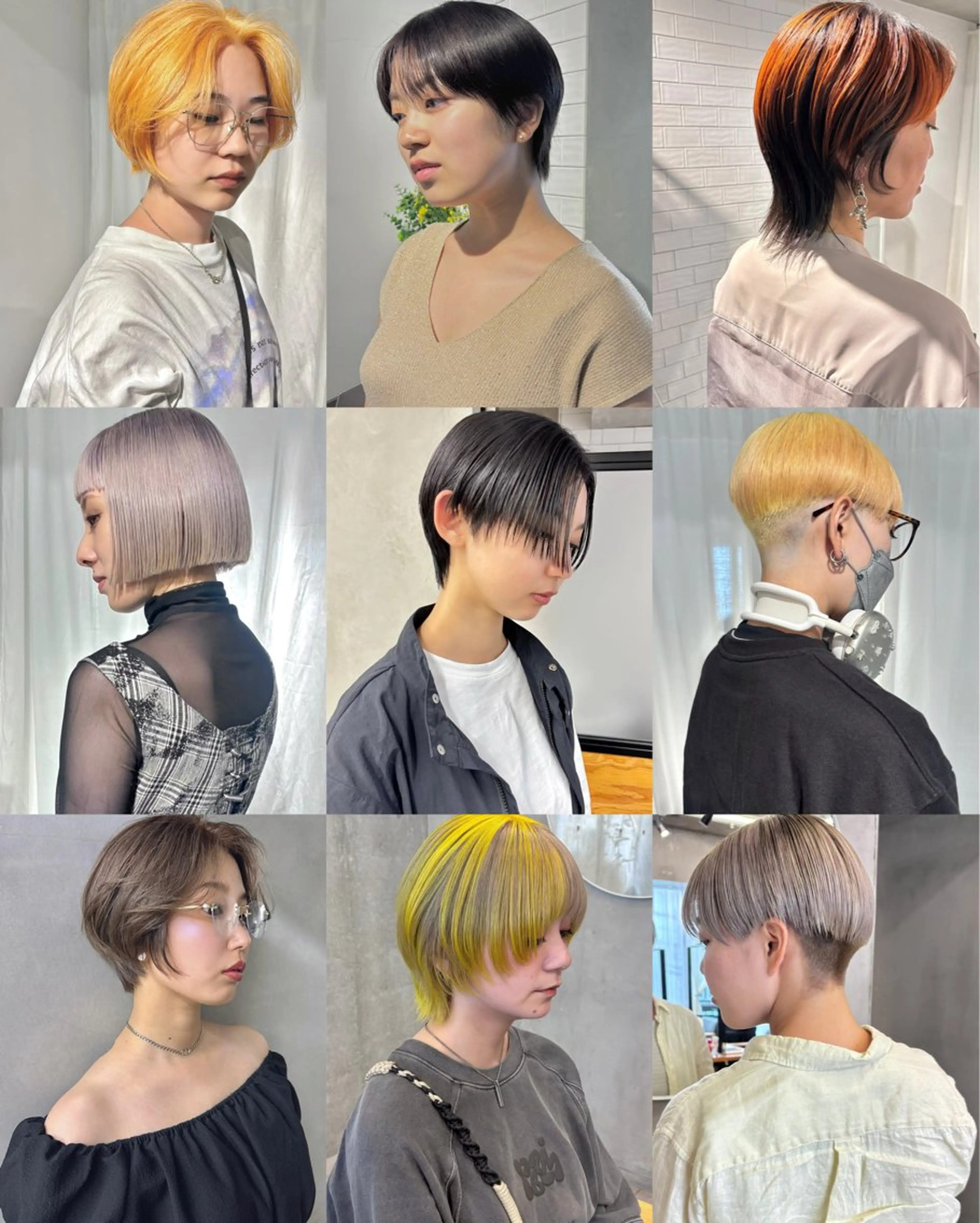 ショート カラー デザインカラー グラデーションカラー ハイライトカラー ボブ ハイライト カット ヘアカラー 井上 唯のヘアスタイル