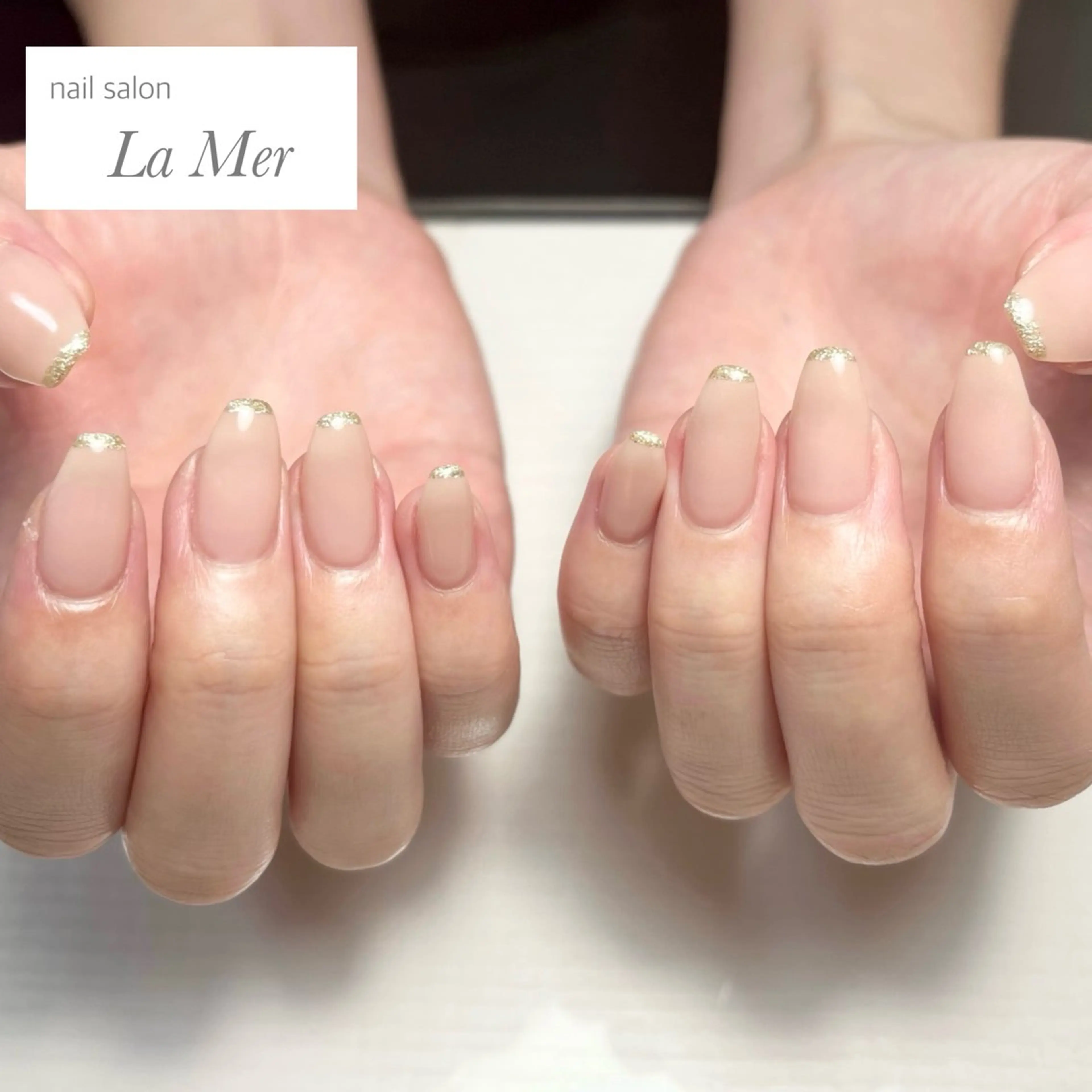ネイル フレンチネイル ジェルネイル ラメ(グリッター) オフィスネイル ワンカラーネイル nailsalon La Merのネイルデザイン