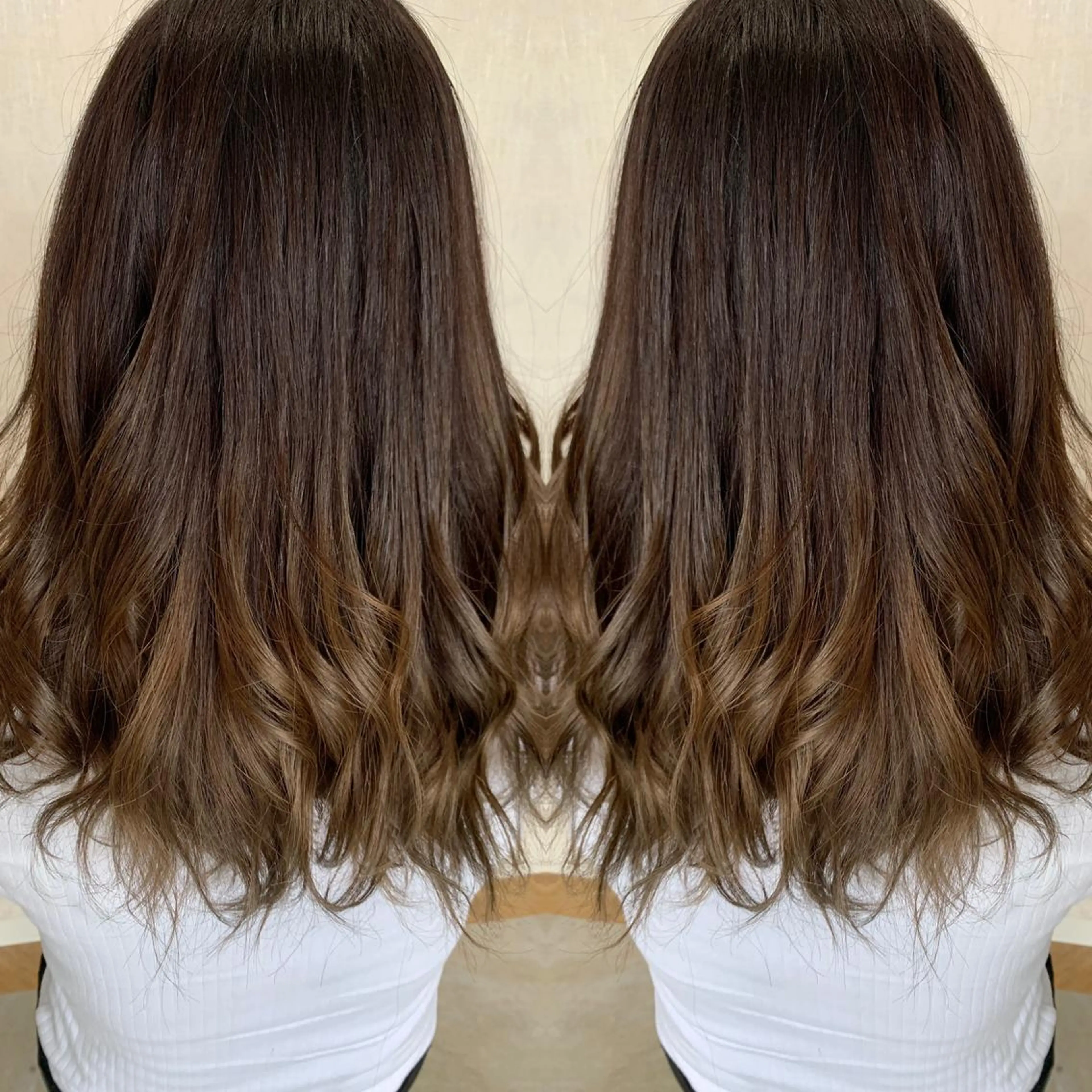 ロング カラー アッシュ カット ヘアカラー トリートメント LUXBE LUCEのヘアスタイル