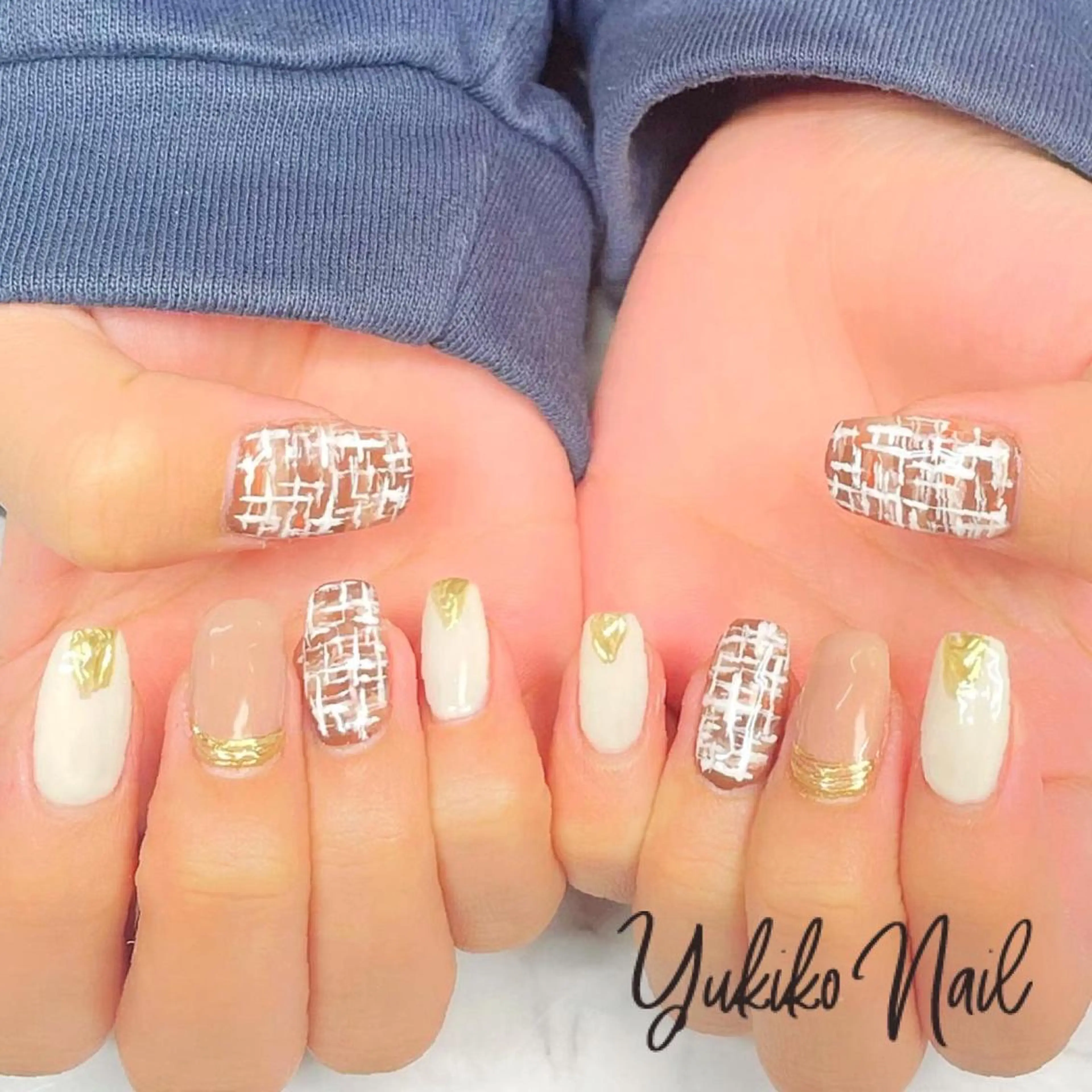 ネイル ミラーネイル ツイードネイル ハンドネイル ユキコ ネイルのネイルデザイン