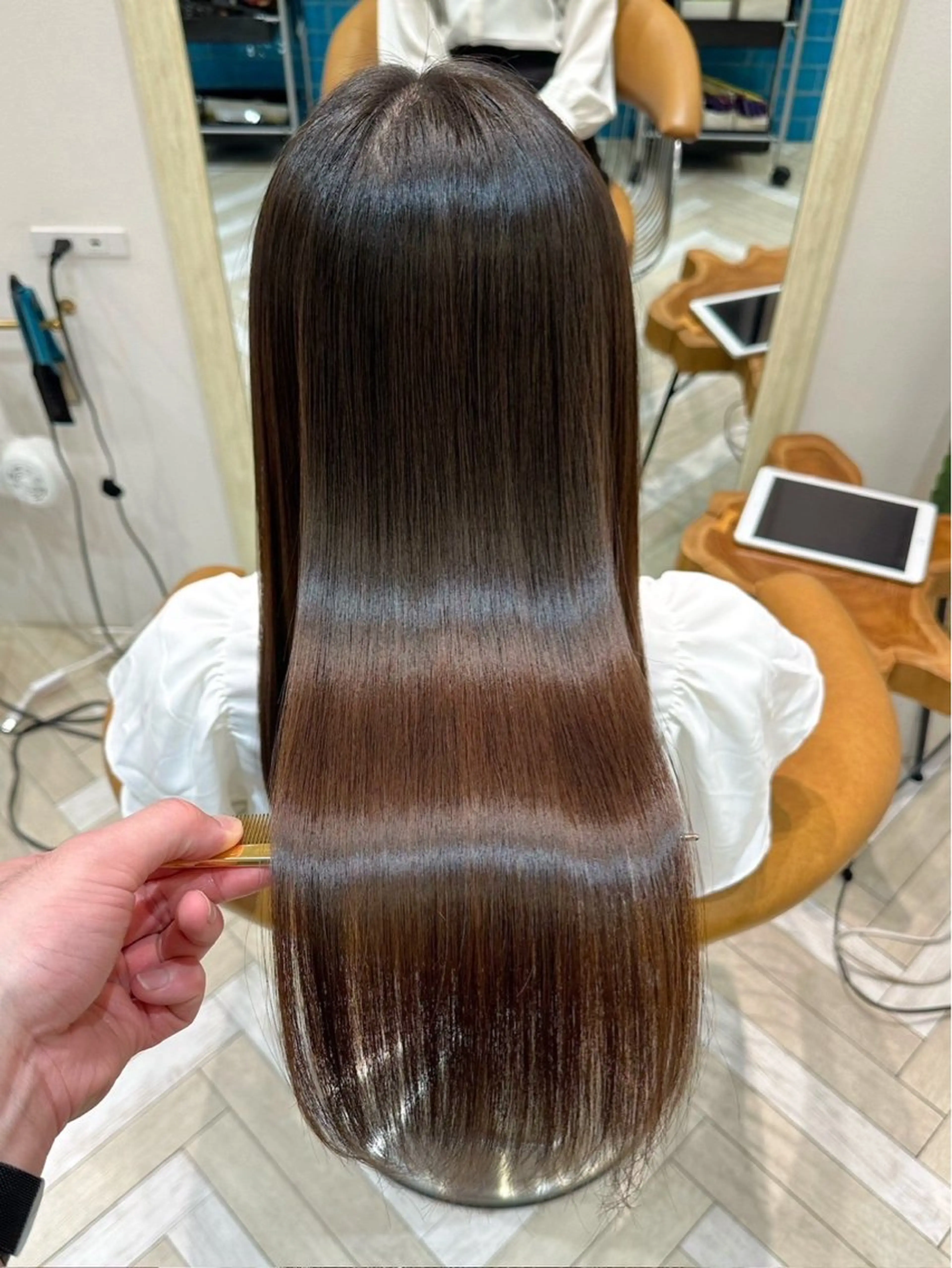 ロング カラー パーマ 縮毛矯正 絶対垢抜けレイヤー/ 透明感カラーリョウヤのヘアスタイル