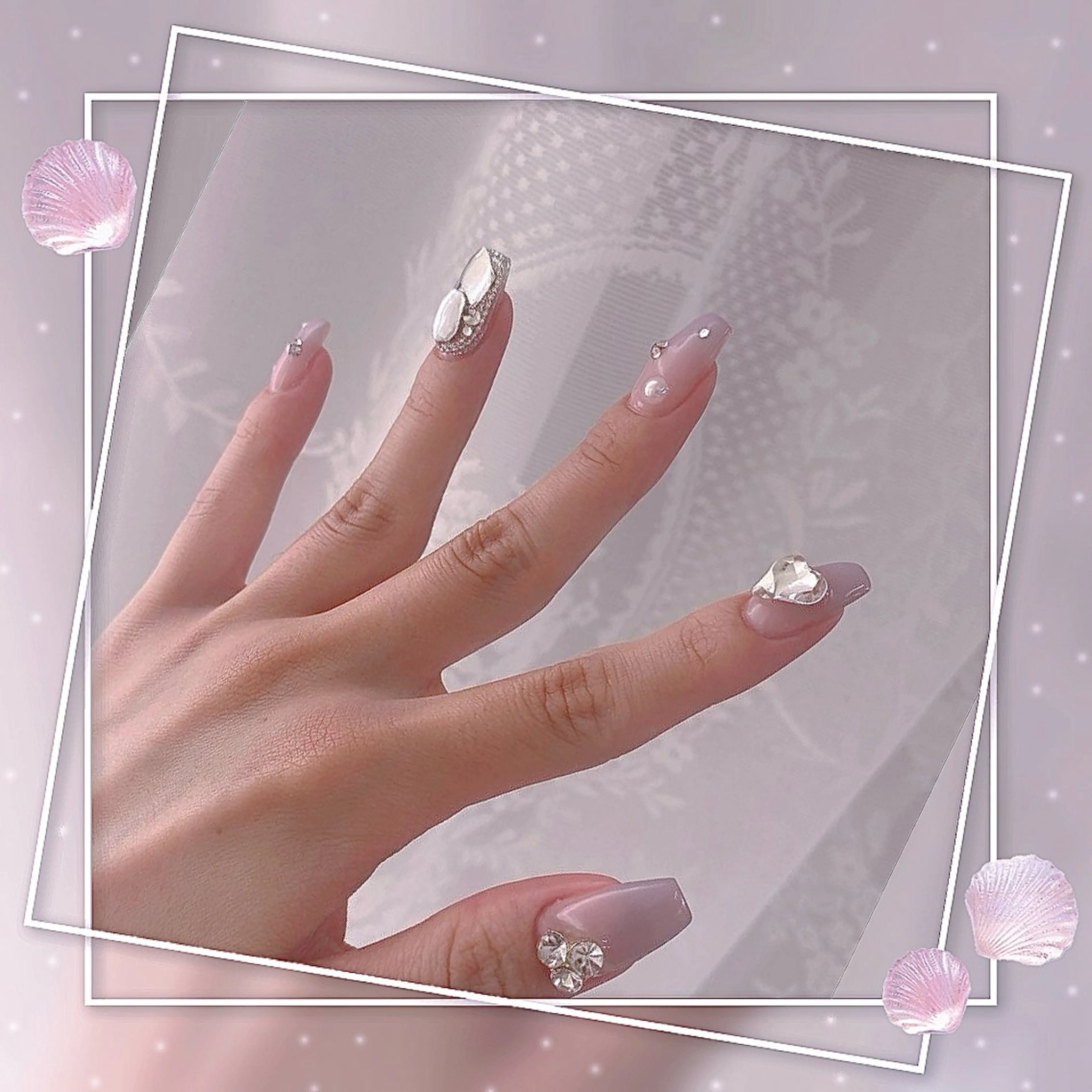 ネイル グラデーション マグネットネイル ピンク ワンホンネイル ハンドネイル ハンドケア Chill Nailsalonのネイルデザイン