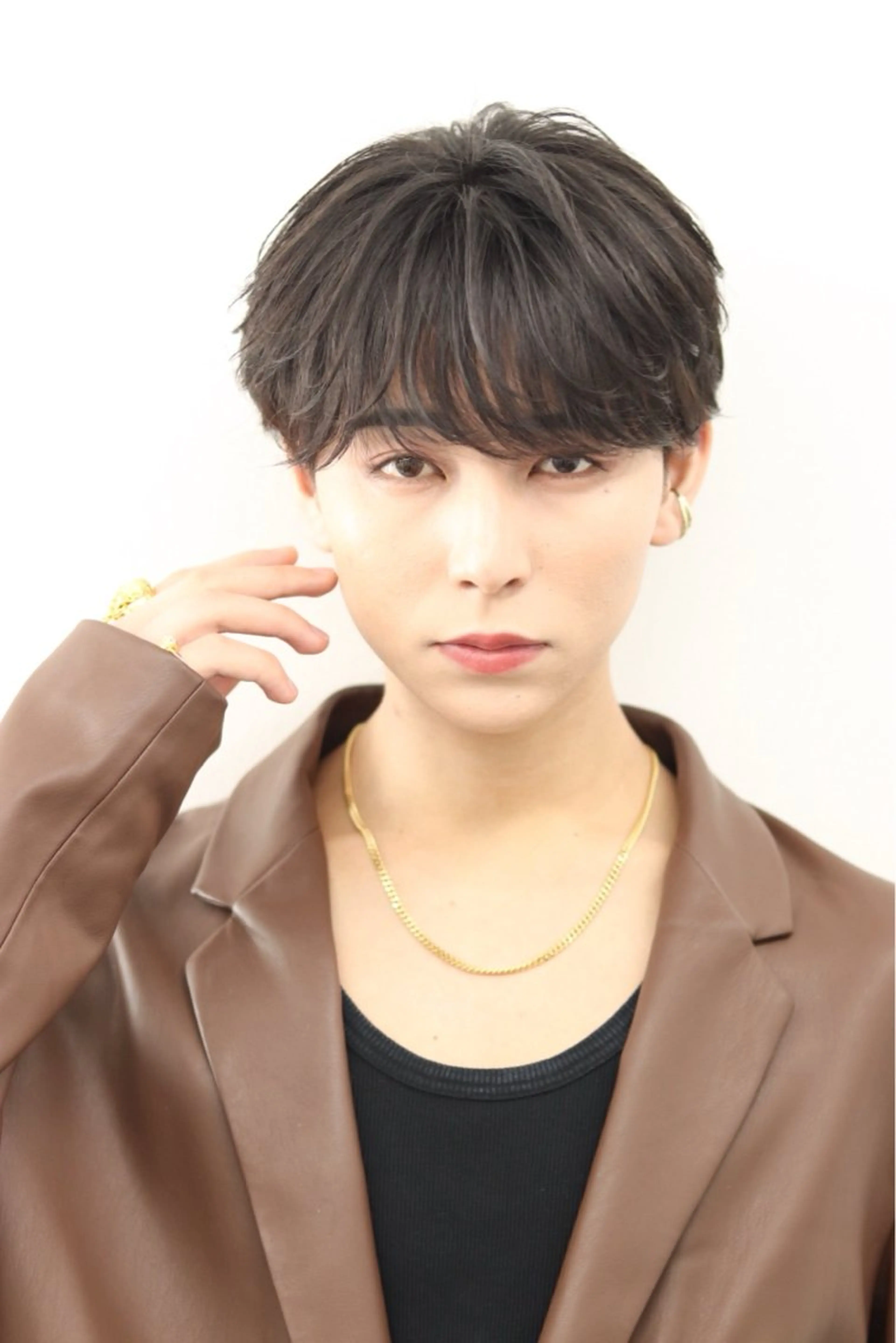 ショート メンズ カット ヘアセット メンズフェザー毛流れ パーマASHU渋谷のヘアスタイル