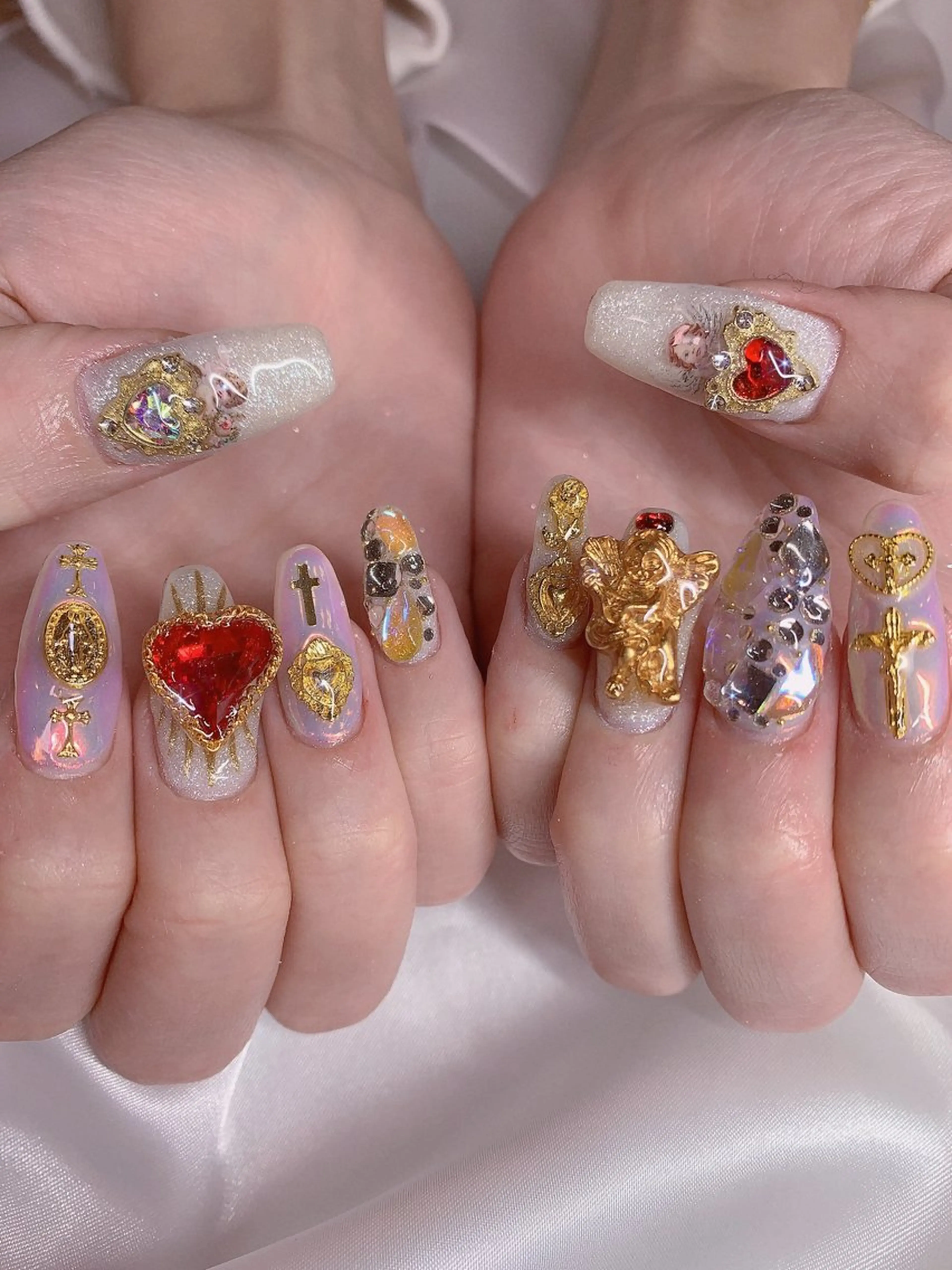 ネイル アートネイル キラキラネイル 韓国ネイル 持ち込み ぷっくりネイル 3Dアートネイル💗 都築レナのネイルデザイン