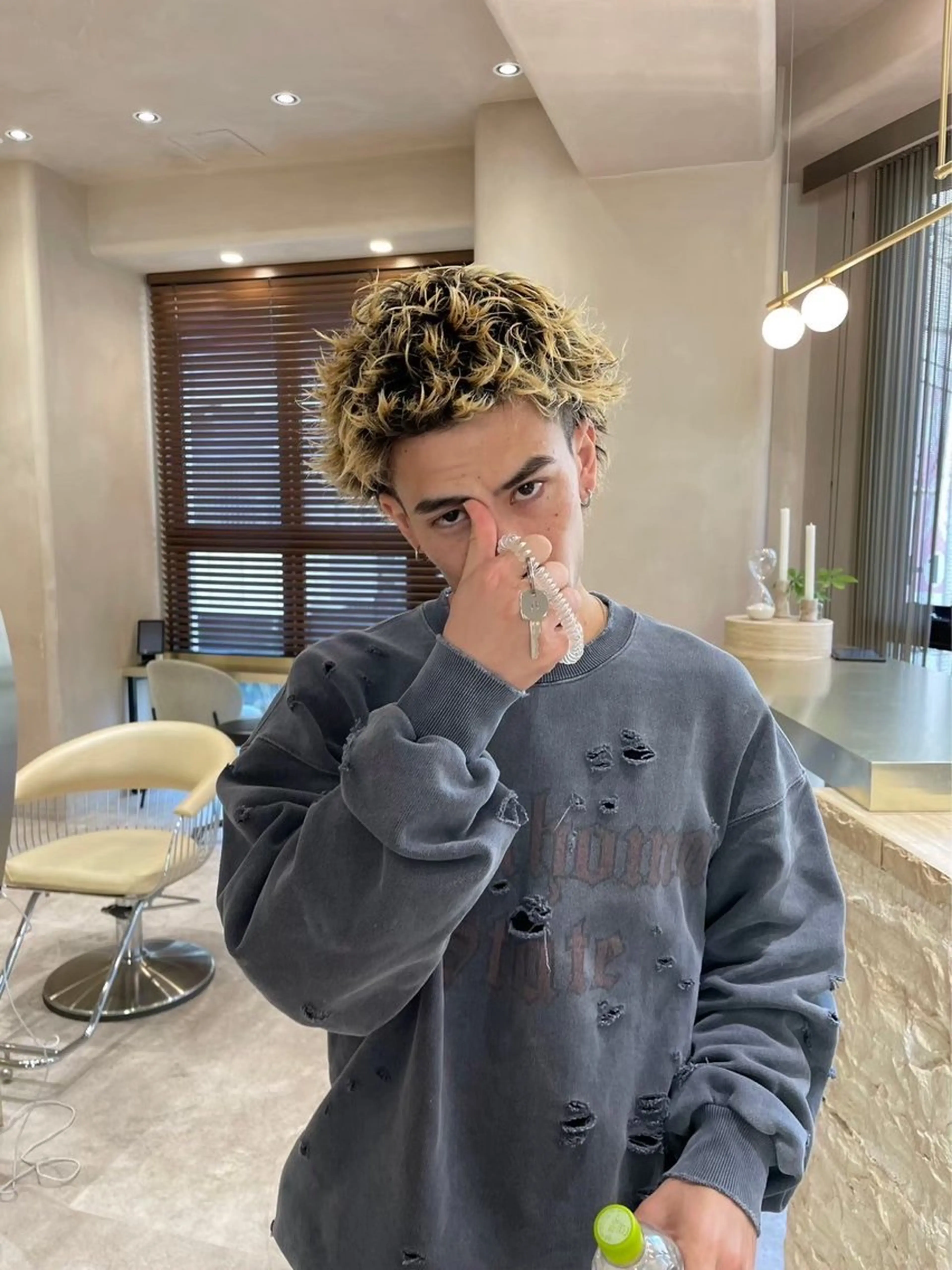 ショート カラー パーマ メンズ メンズパーマ スパイキーショート ショートヘア 吉岡 幸之進のヘアスタイル