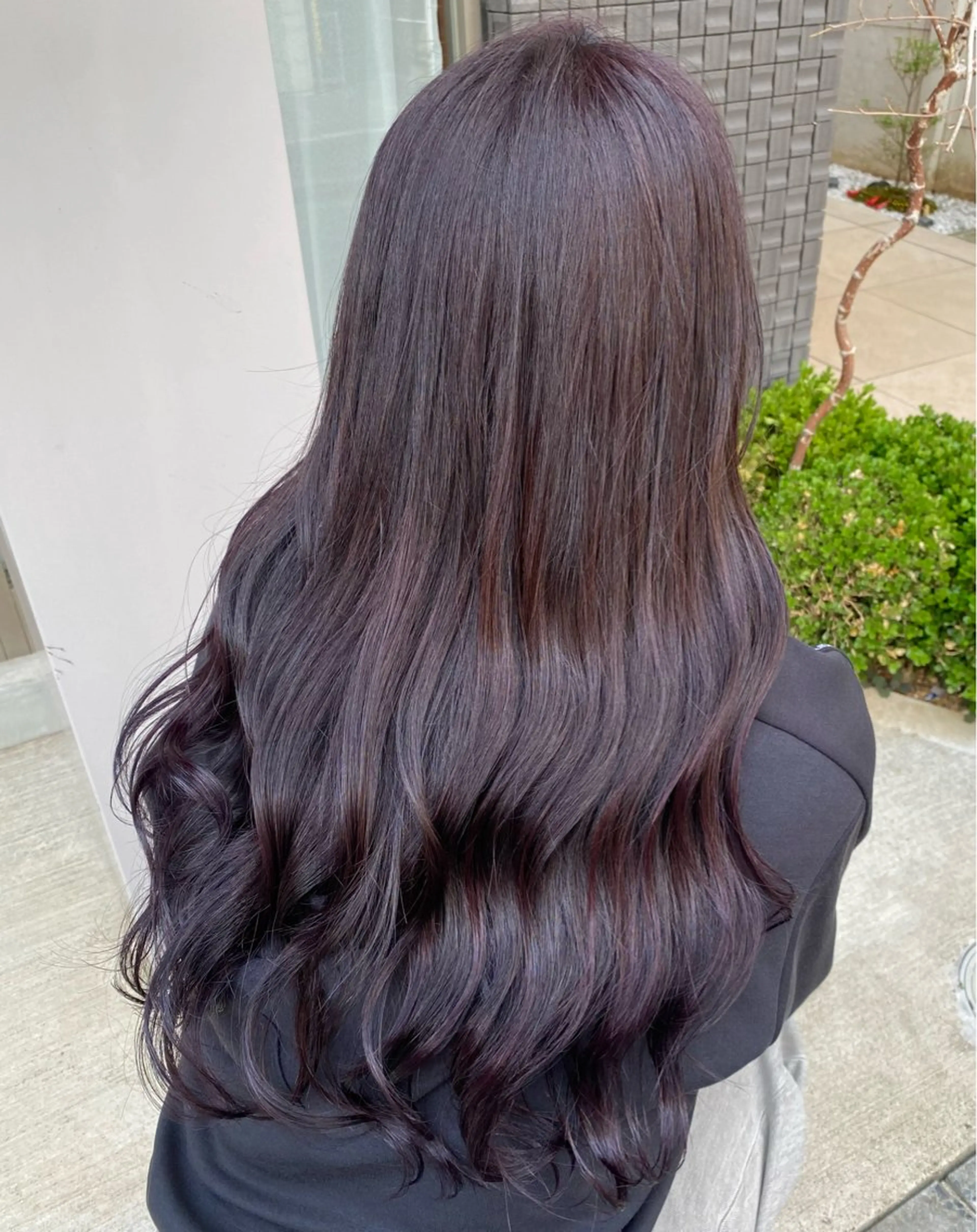 ロング カラー カシス ラベンダーカラー カット ヘアカラー トリートメント グレージュ/レイヤー /韓国ヘア/RISAのヘアスタイル
