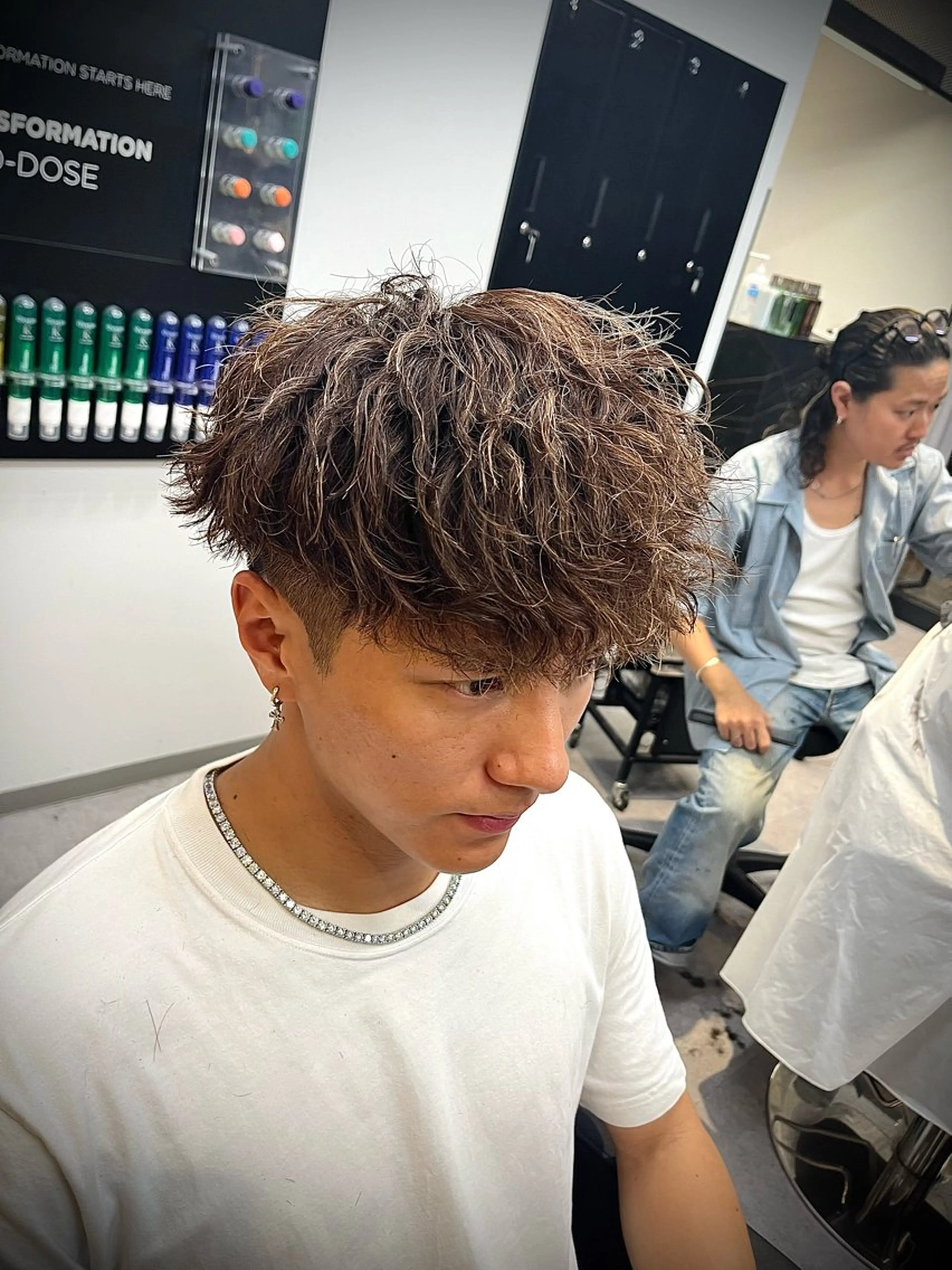 ショート カラー パーマ ヘアアレンジ メンズ スペインカール men'slapis YUTOのヘアスタイル