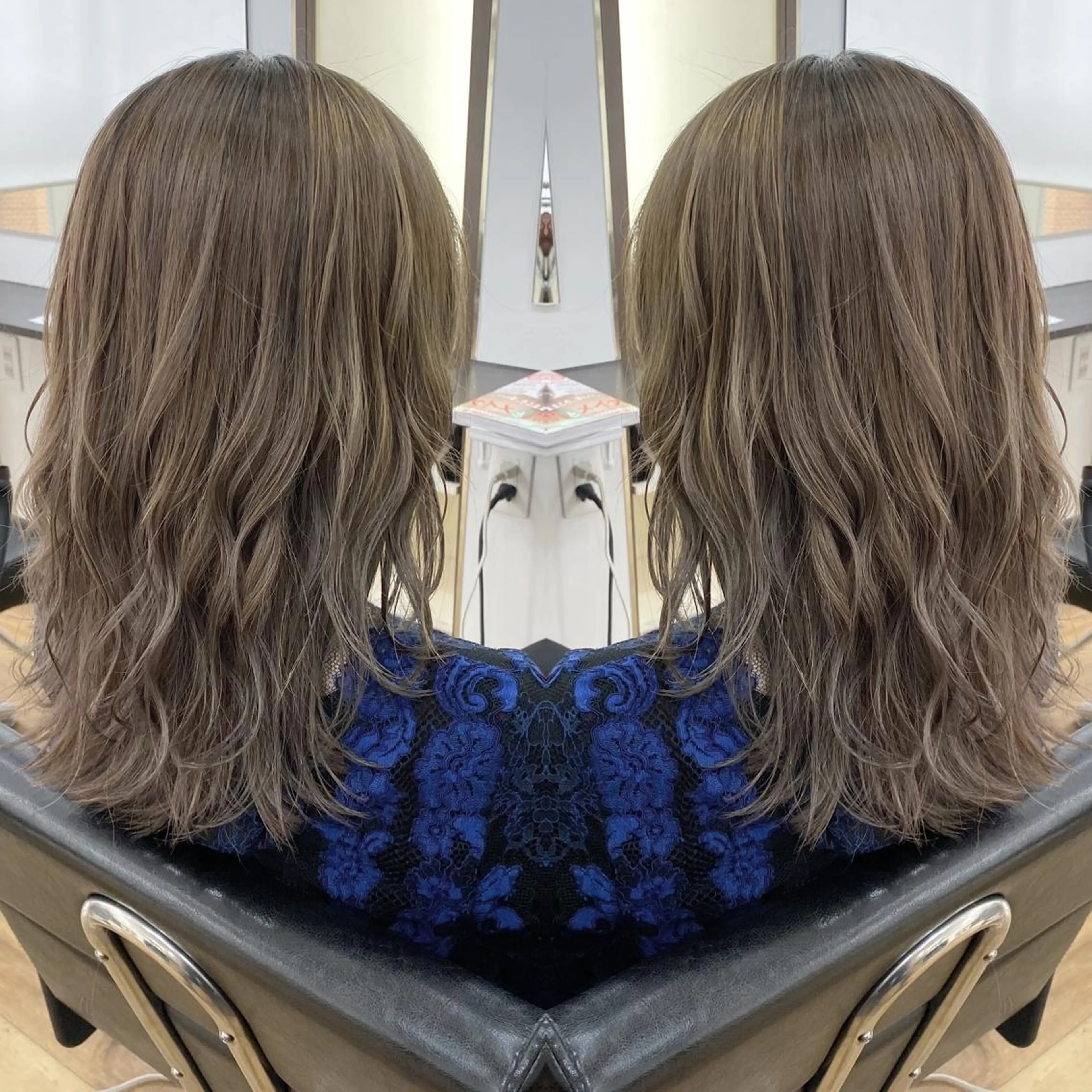 セミロング カラー グレージュ カット ヘアカラー トリートメント ブリーチ特化 梅田本多翔のヘアスタイル