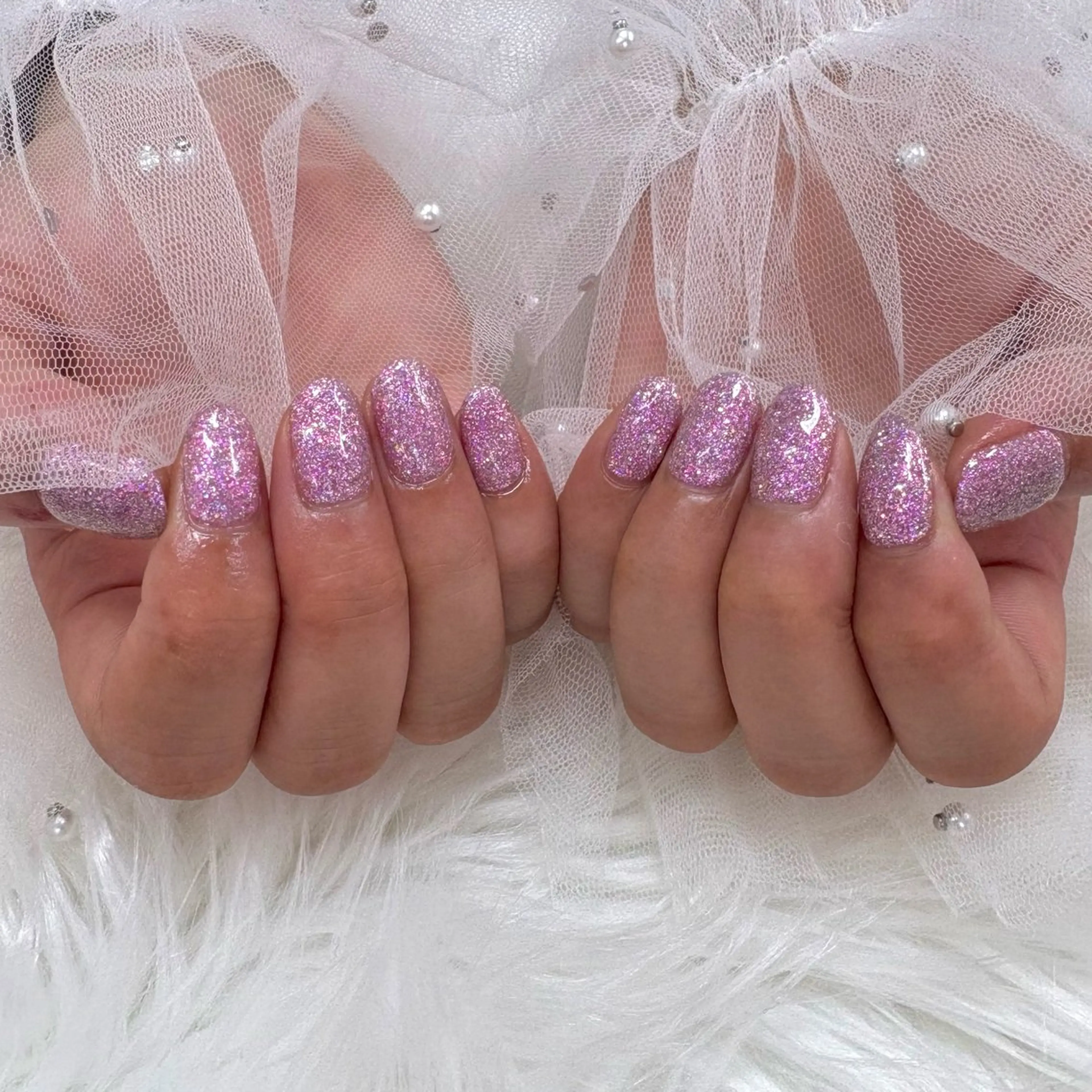 ネイル キラキラネイル ワンカラーネイル ピンク ハンドネイル SHINE nail salonのネイルデザイン