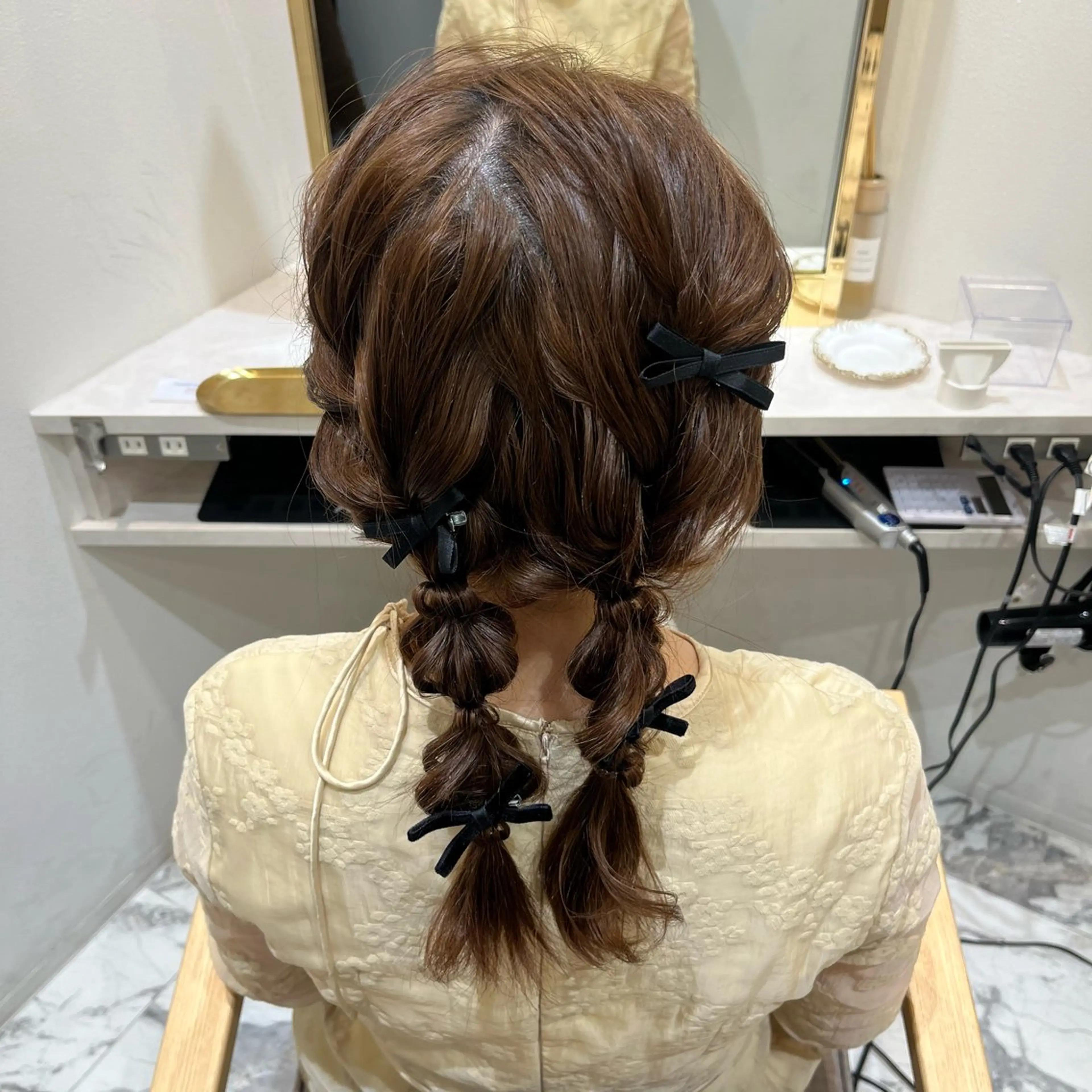 ミディアム ヘアアレンジ ヘアセット 京都着物レンタル なごみの輪のヘアスタイル