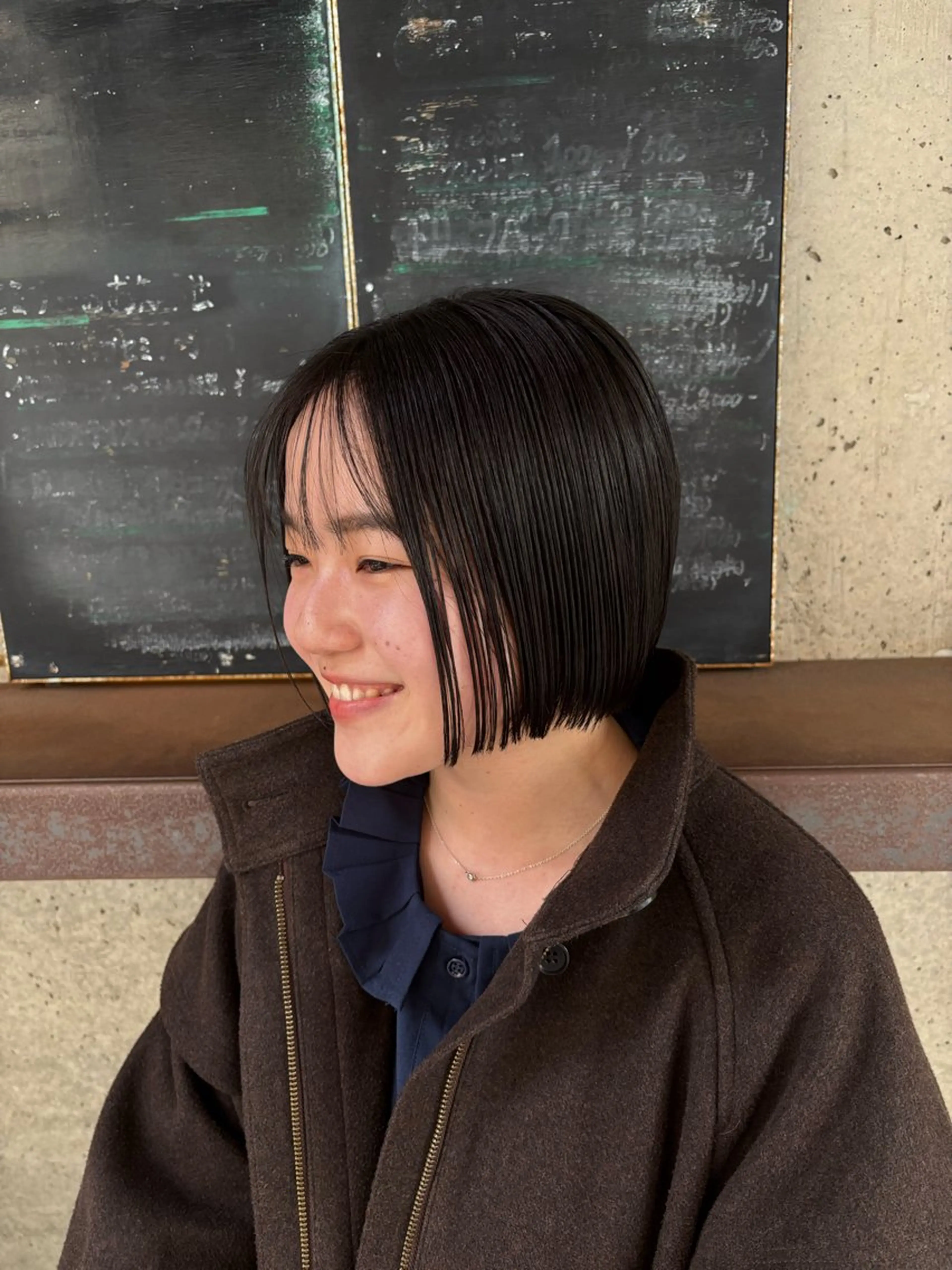 ショート 切りっぱなしボブ ボブ カット 水原波津輝/ボブ /ニュアンスパーマのヘアスタイル