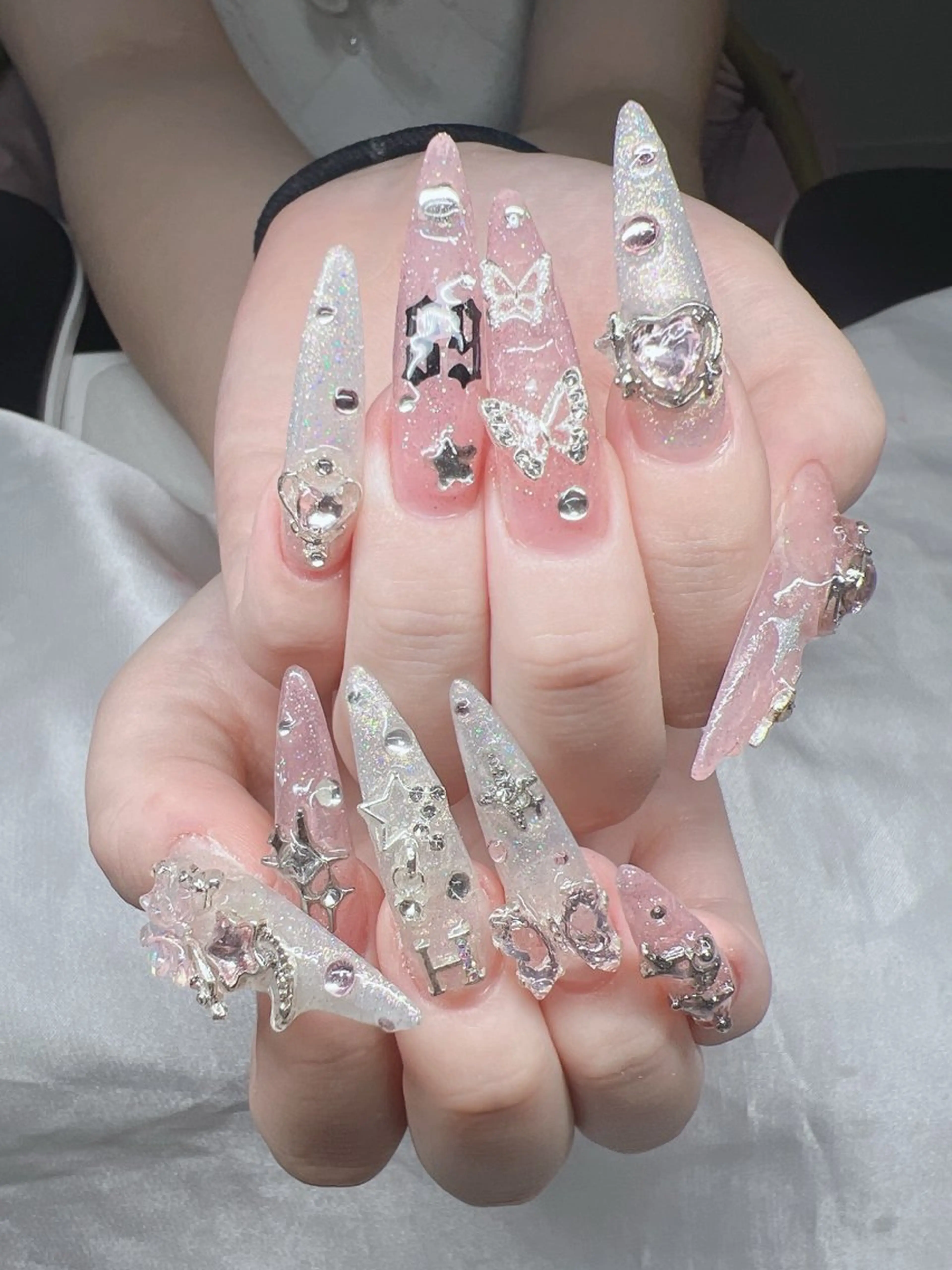 ネイル 長さ出し グラデーション キラキラネイル マグネットネイル ニュアンスネイル Lee Nails チップ長さだし専門店のネイルデザイン