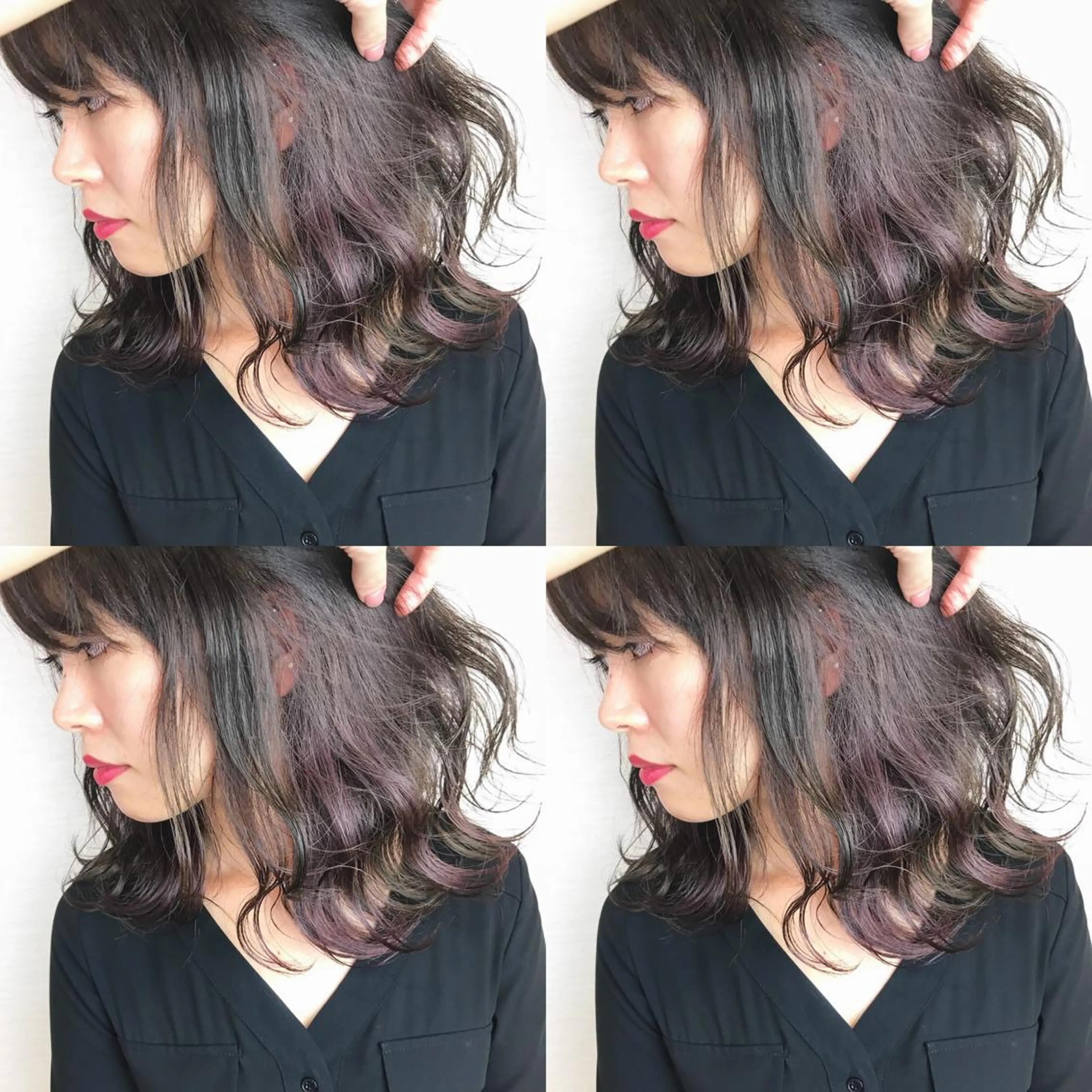 ミディアム カラー 韓国レイヤーカット/ ダブルカラーのヘアスタイル