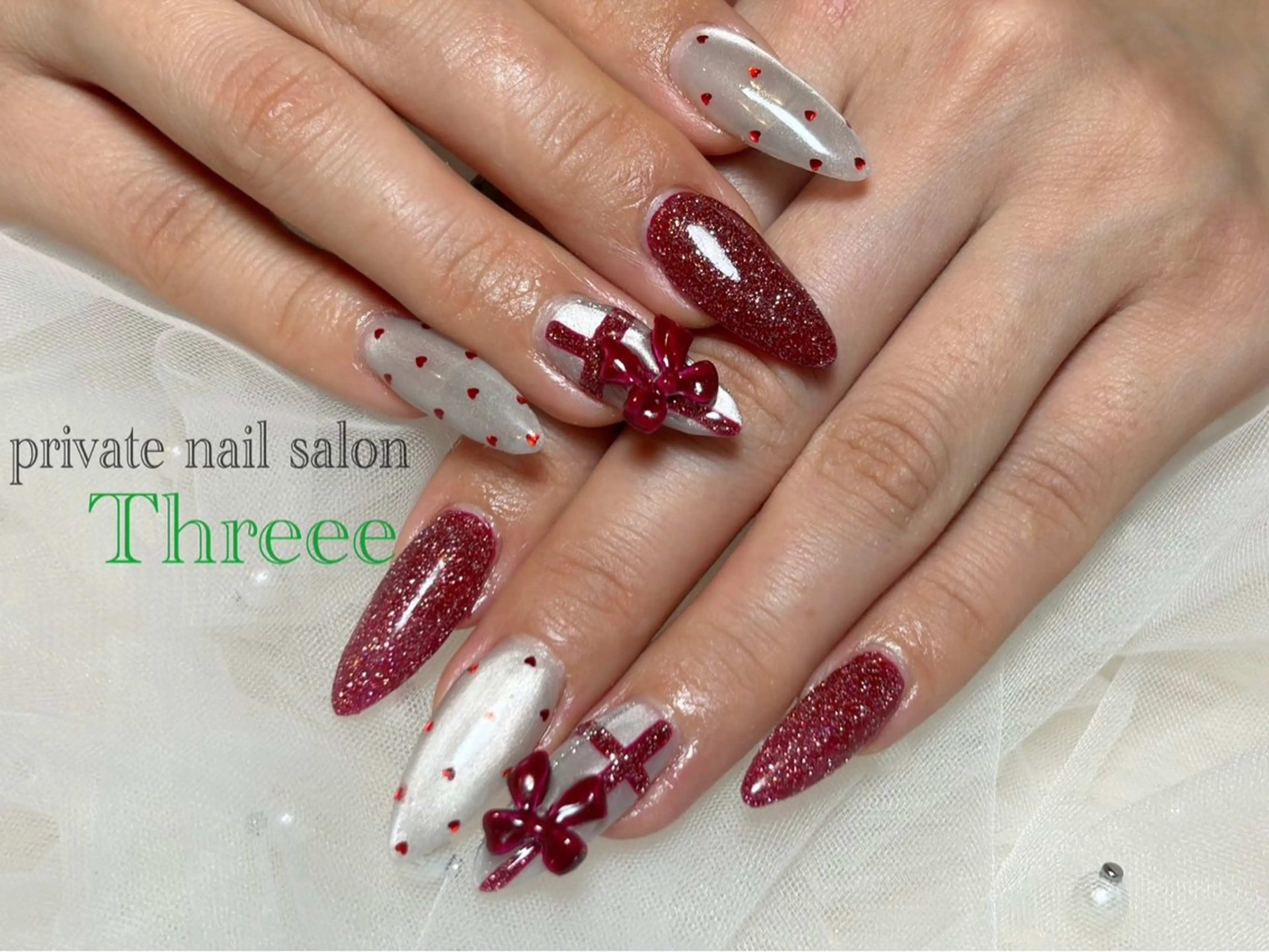 ネイル 長さ出し バレンタイン ハンドネイル Nail salon - Threee　-のネイルデザイン