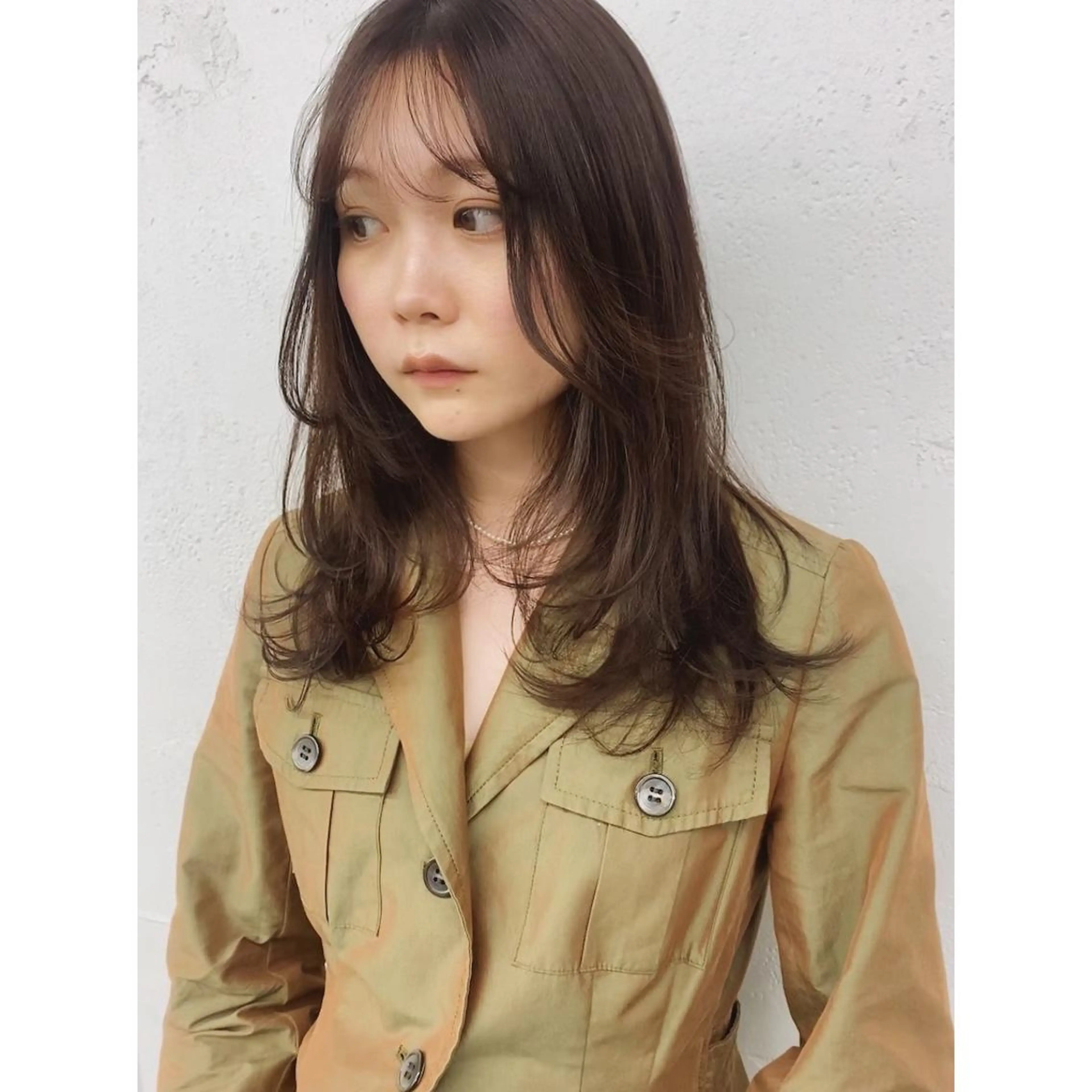 ミディアム カラー ブラウンカラー チョコレートブラウン 透明感カラー 大石 沙季のヘアスタイル