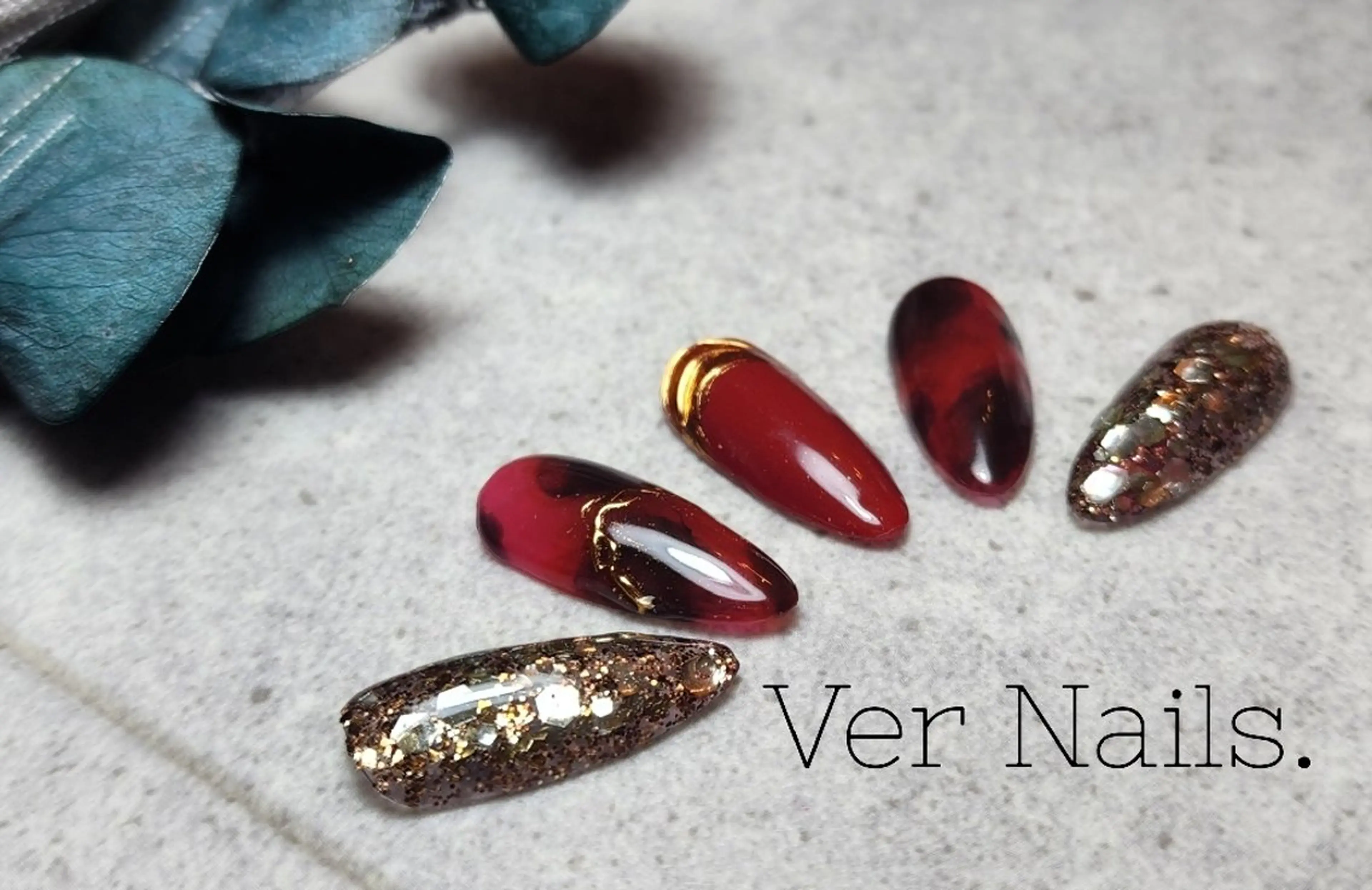 ネイル べっ甲ネイル 赤色 ハンドネイル Ver  Nails.のその他イメージ