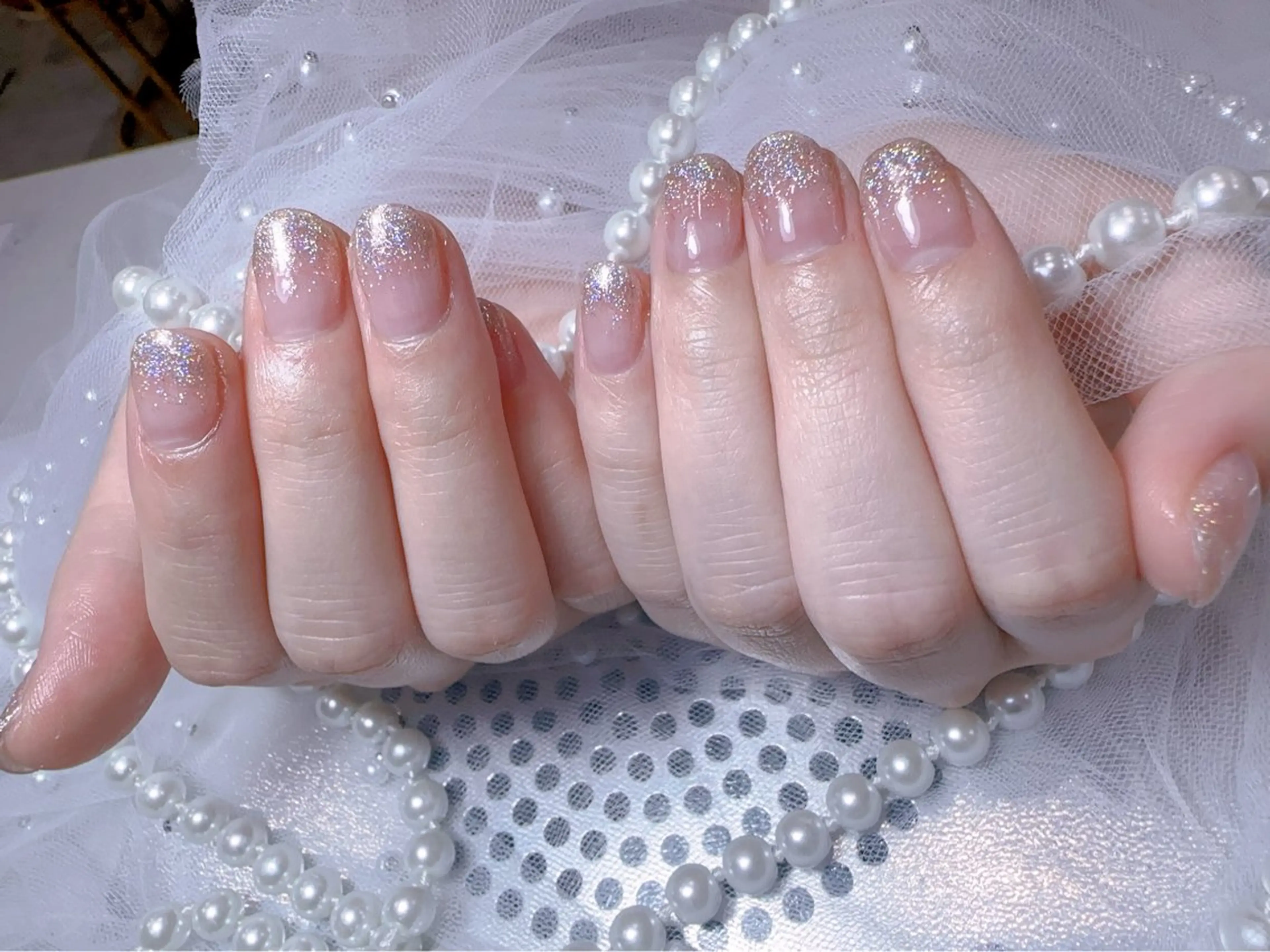 ネイル アートネイル フラッシュネイル フレンチネイル ガラスフレンチ グラデーション You&Me Miyuのネイルデザイン