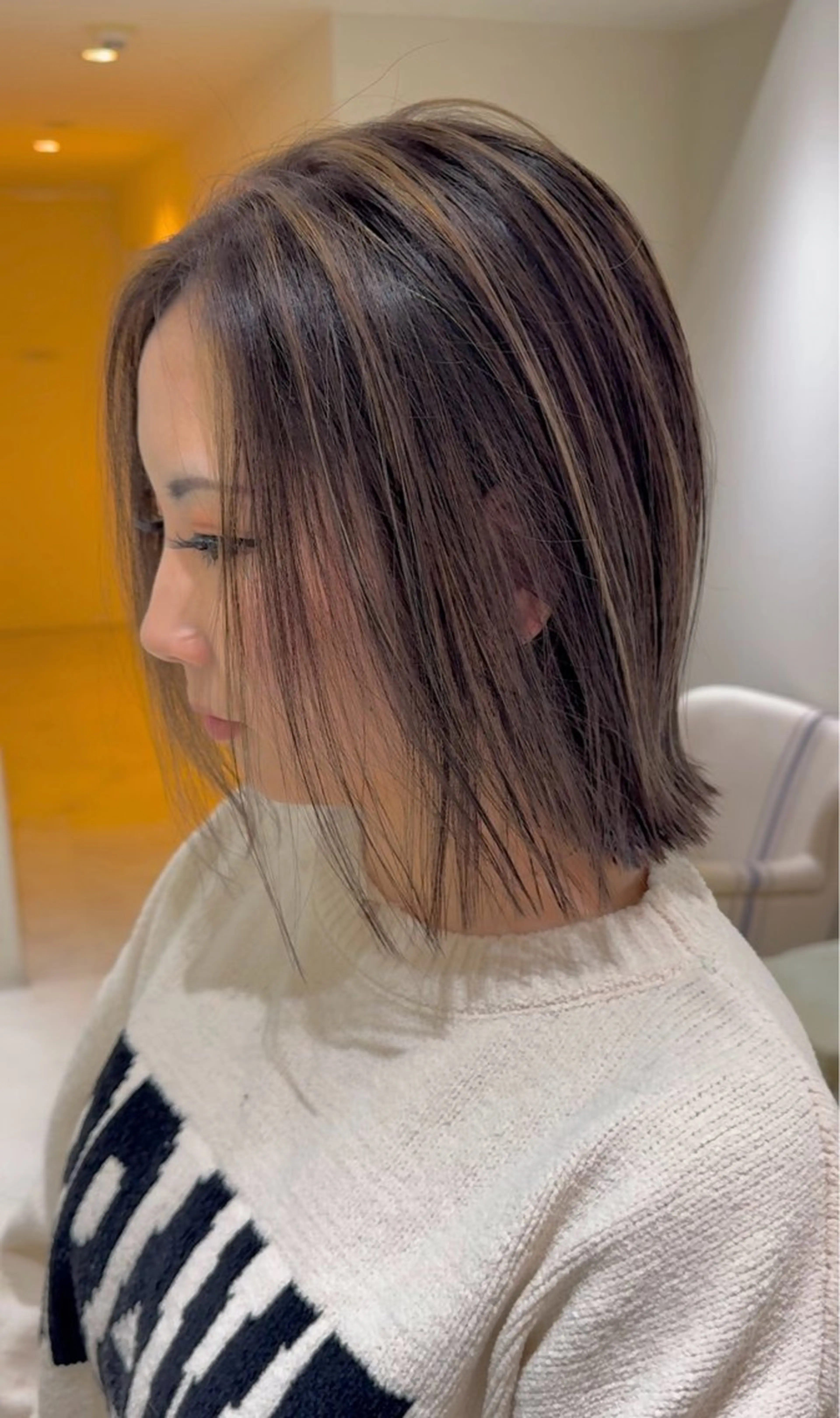 ミディアム カラー バレイヤージュ ハイライトカラー ハイライト レイヤーカット ヘアカラー トリートメント 河合秀明/ショート /ボブ/レイヤーのヘアスタイル